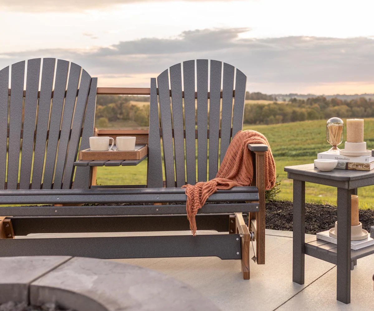 Comfo Back Adirondack Three Seat Glider with Console - Image 5