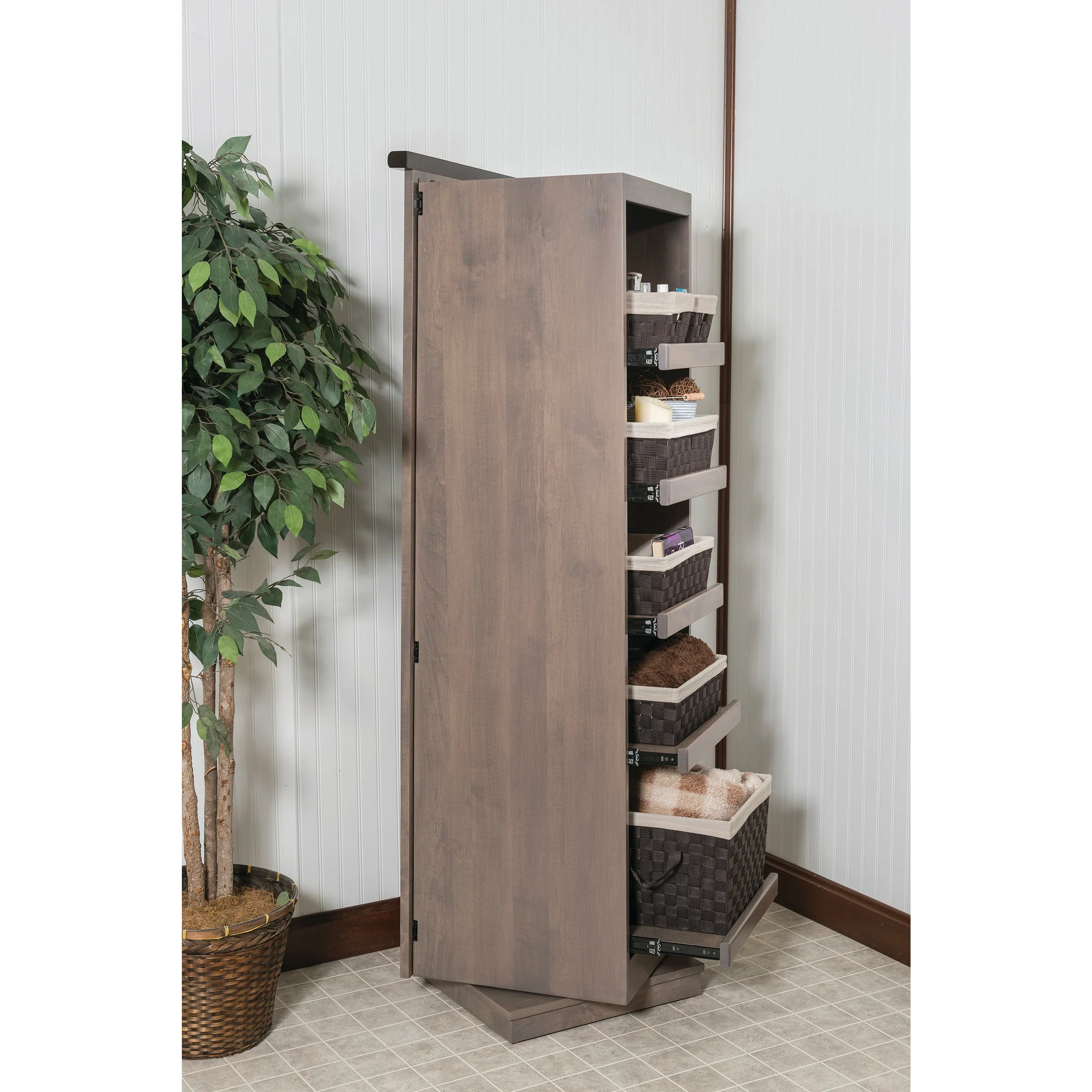 QW Amish Barn Wood Jewelry and Basket Tower - Image 3