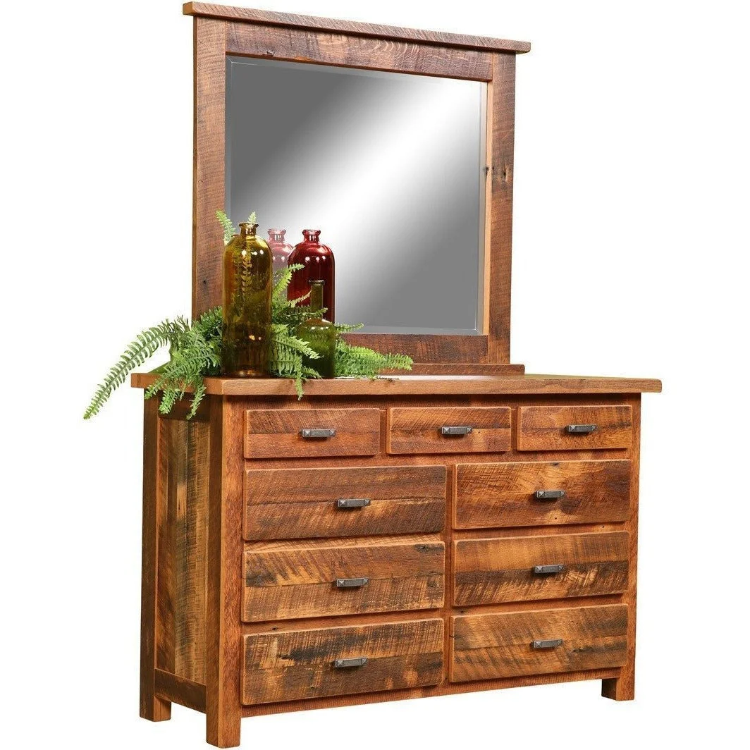 QW Amish Farmhouse Reclaimed Barnwood Dresser & Optional Mirror