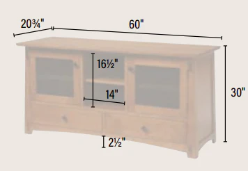 QW Amish Olde Shaker 60" TV Cabinet with 2 Doors, 2 Drawers - Image 3