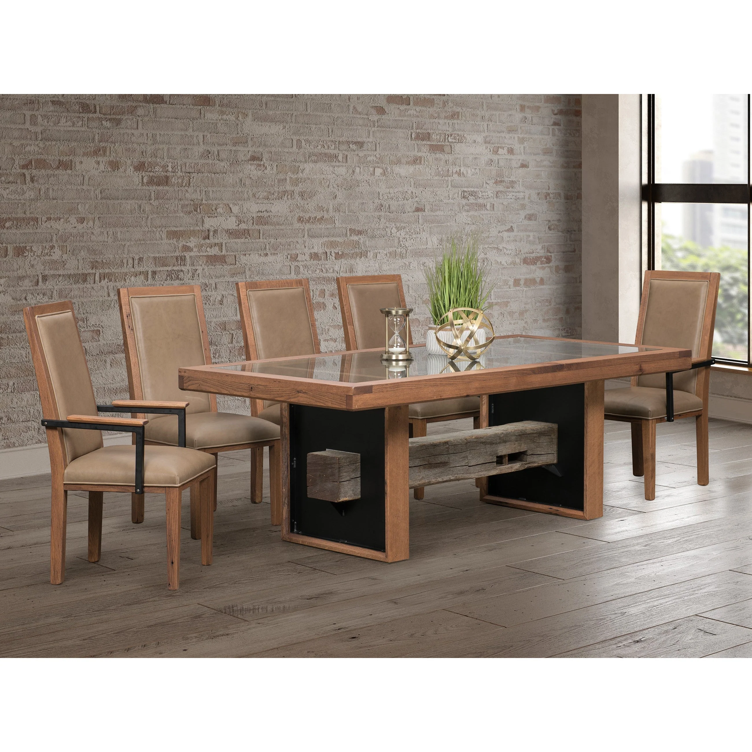 QW Amish 1869 Reclaimed Barnwood Table Tempered Glass Top - Image 2