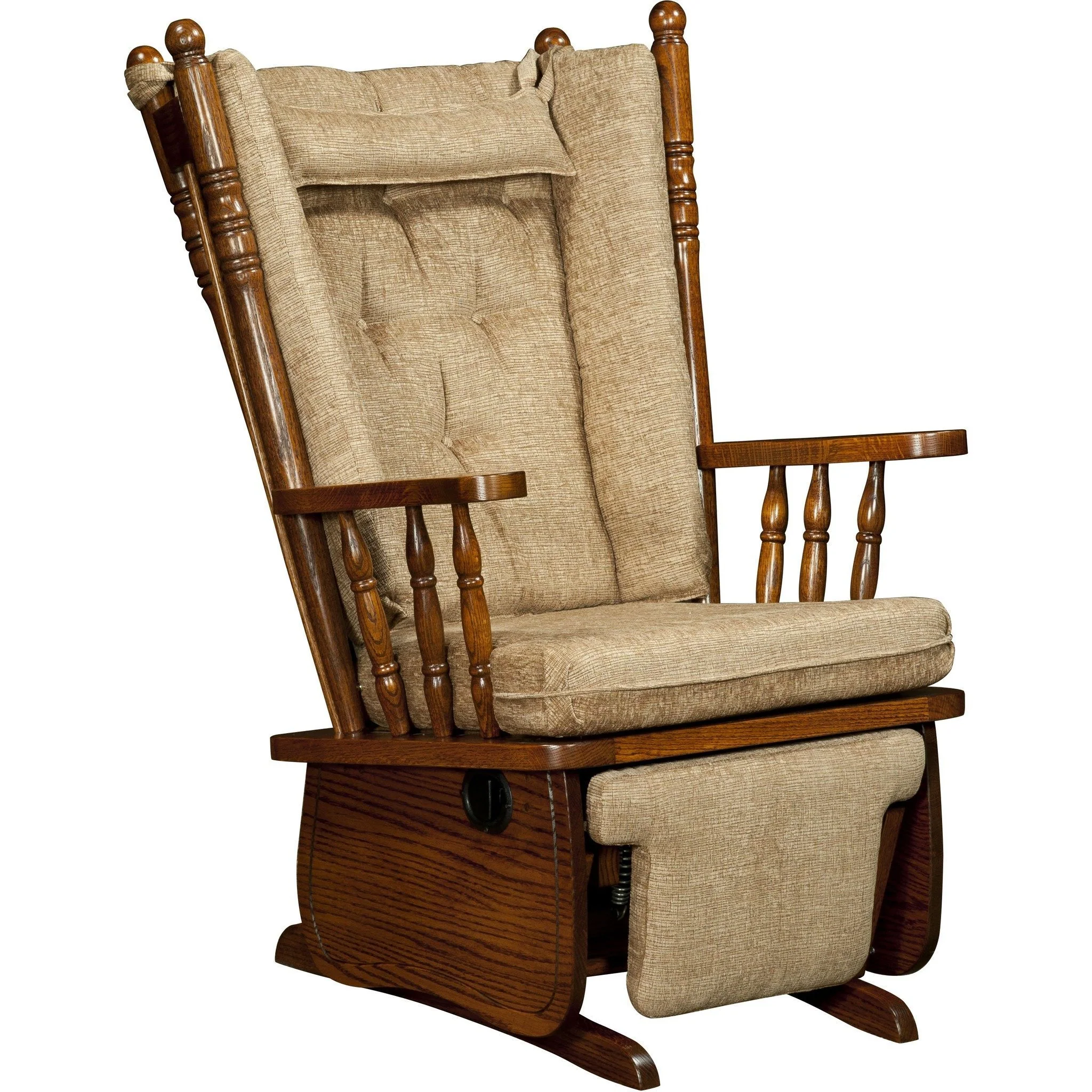 QW Amish 4-Post High Back Glider with Flip-out Footrest & Padded Arms - Image 2