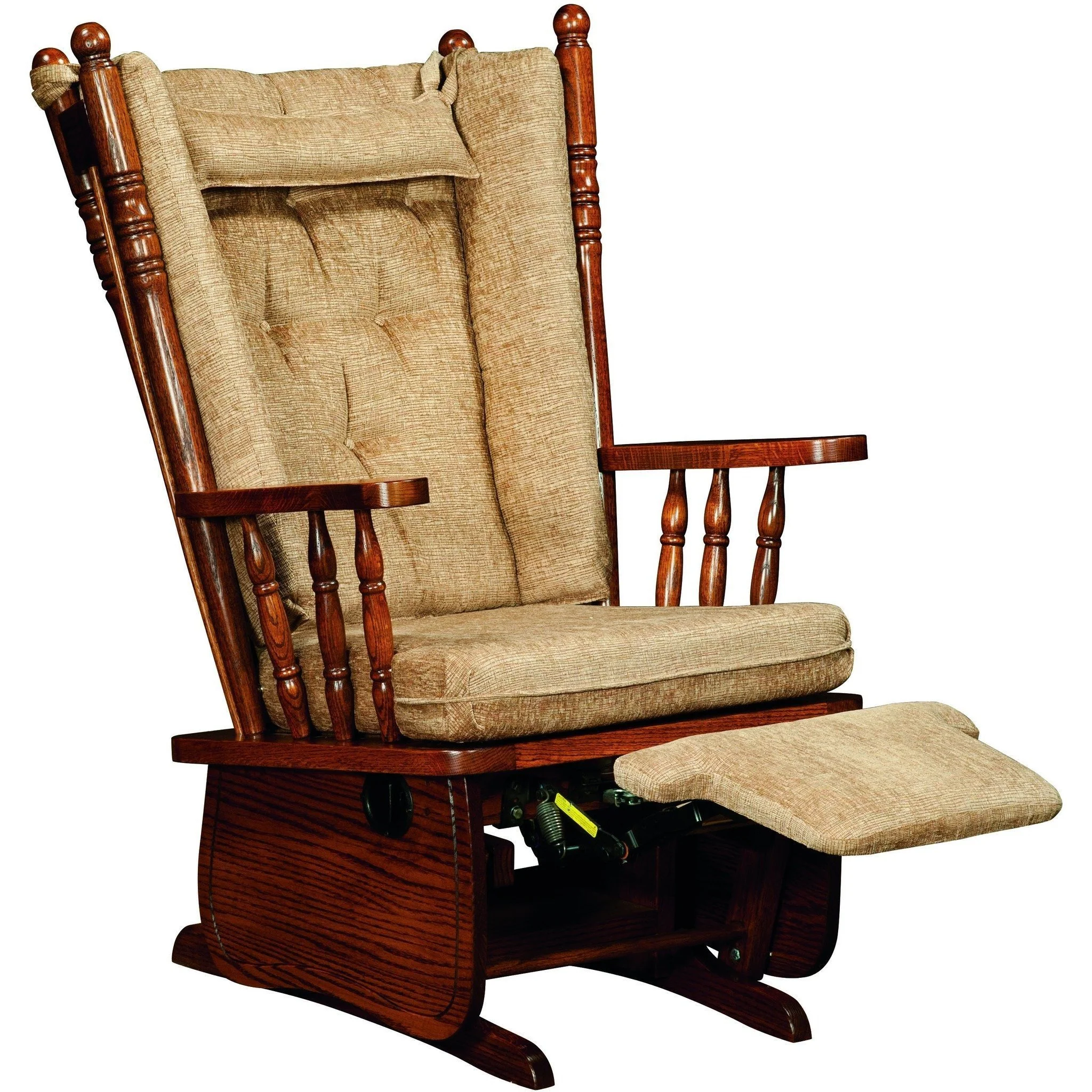 QW Amish 4-Post High Back Glider with Flip-out Footrest & Padded Arms - Image 3
