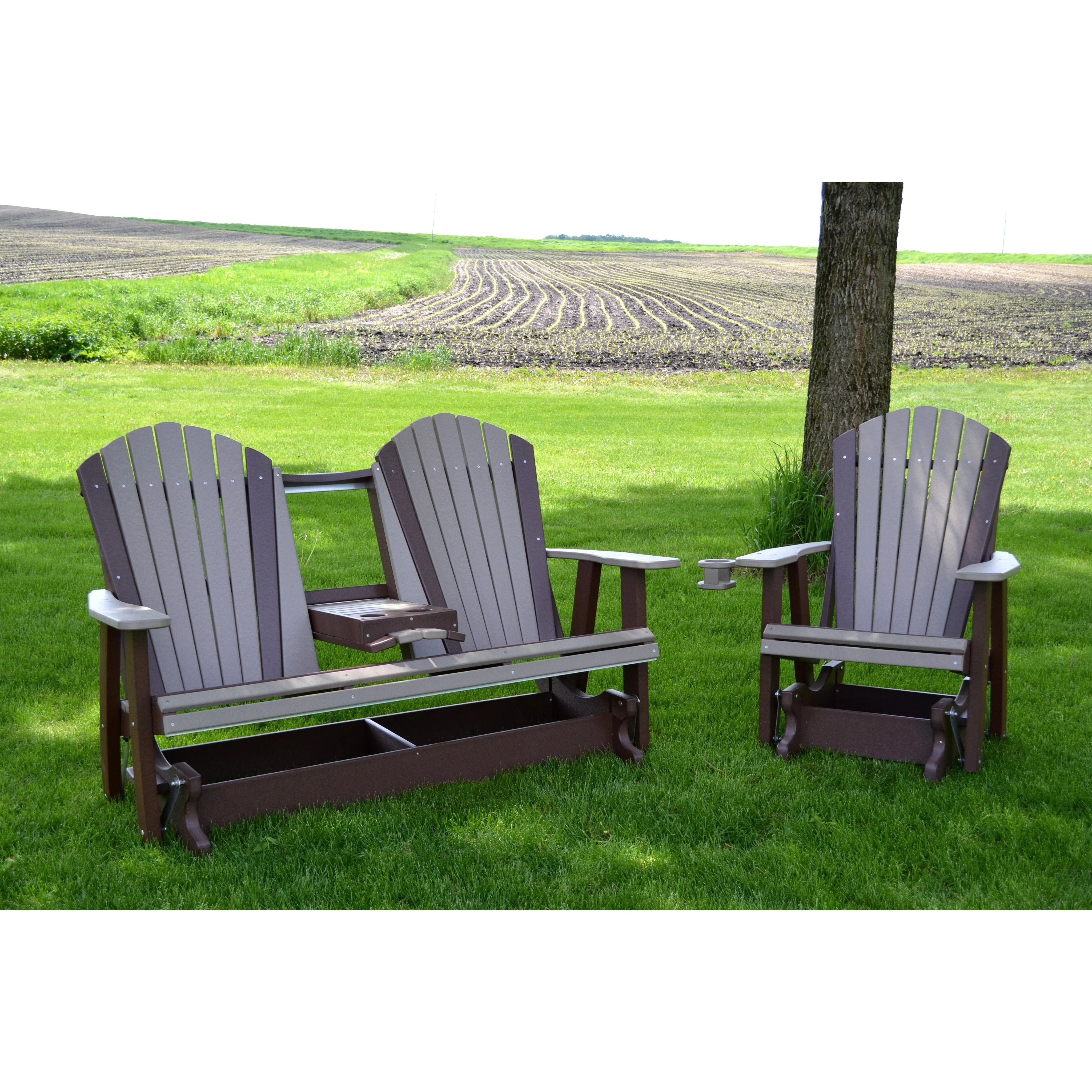 QW Amish Adirondack 5ft Glider with Folding Tray - Image 10