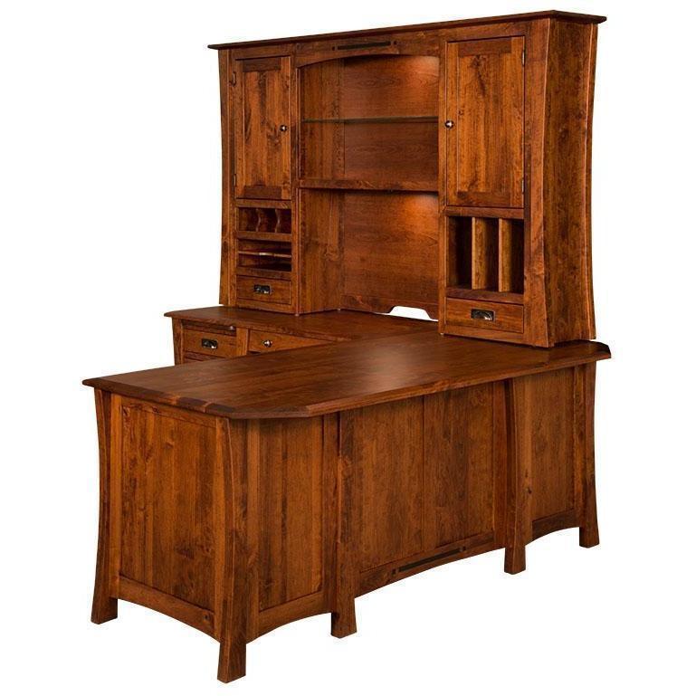 QW Amish Arts & Crafts 'L' Desk with Optional Hutch - Image 2
