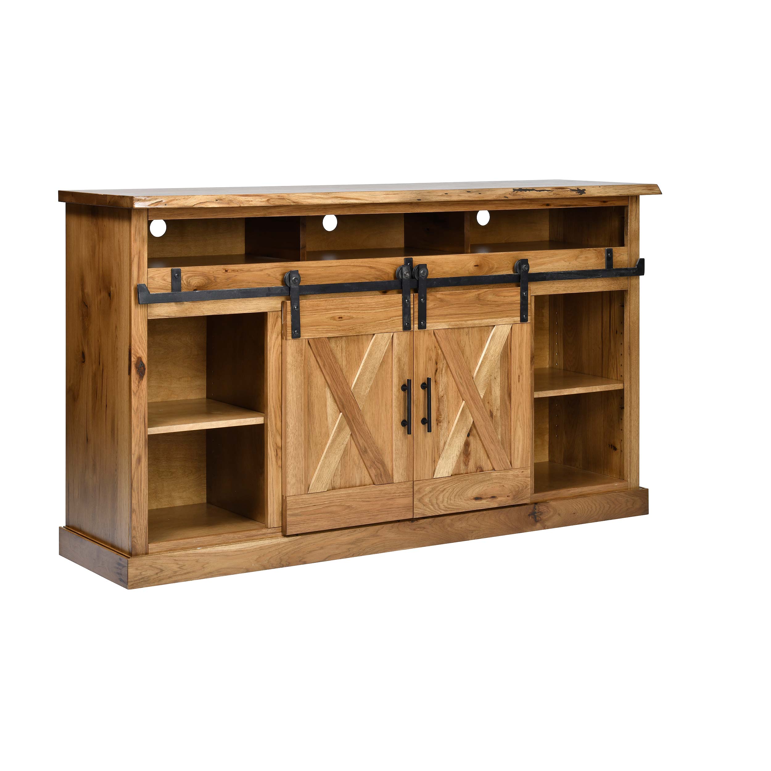 QW Amish Barn Door 66" TV Stand w/ Live Edge Top - Image 11