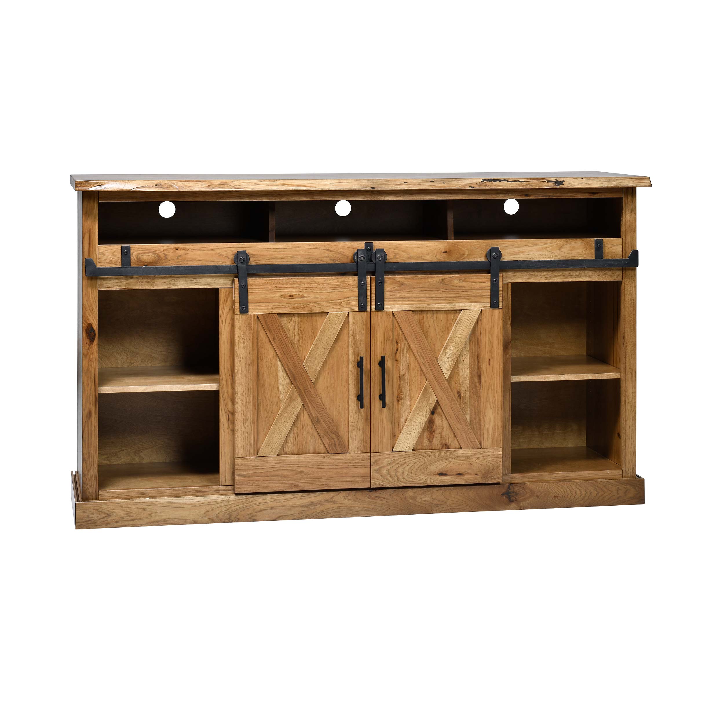 QW Amish Barn Door 66" TV Stand w/ Live Edge Top - Image 13