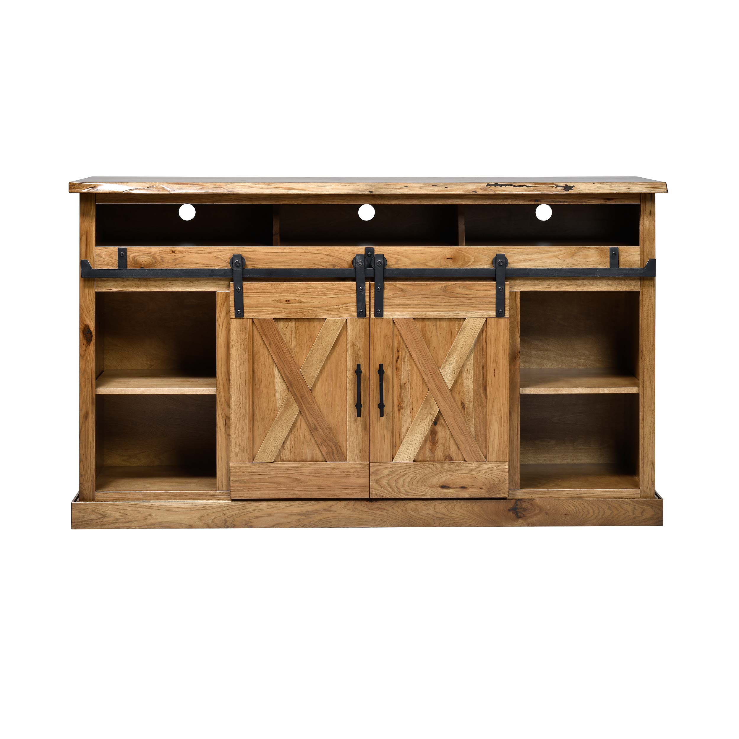 QW Amish Barn Door 66" TV Stand w/ Live Edge Top - Image 14