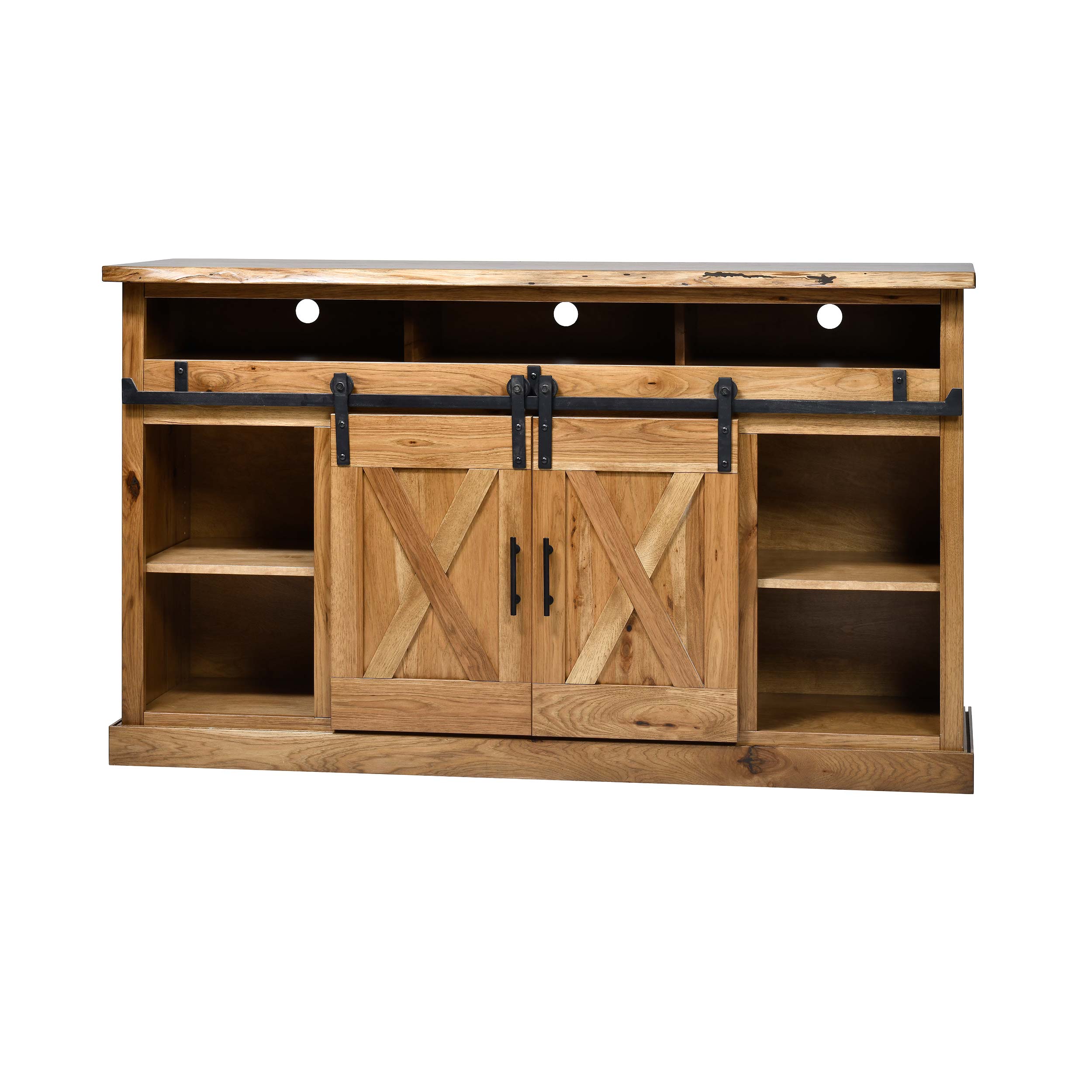 QW Amish Barn Door 66" TV Stand w/ Live Edge Top - Image 15
