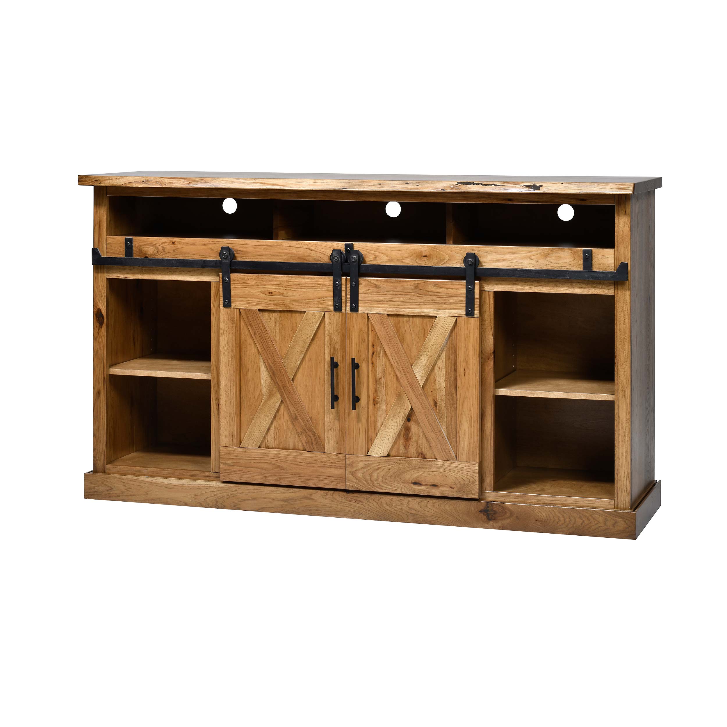 QW Amish Barn Door 66" TV Stand w/ Live Edge Top - Image 16