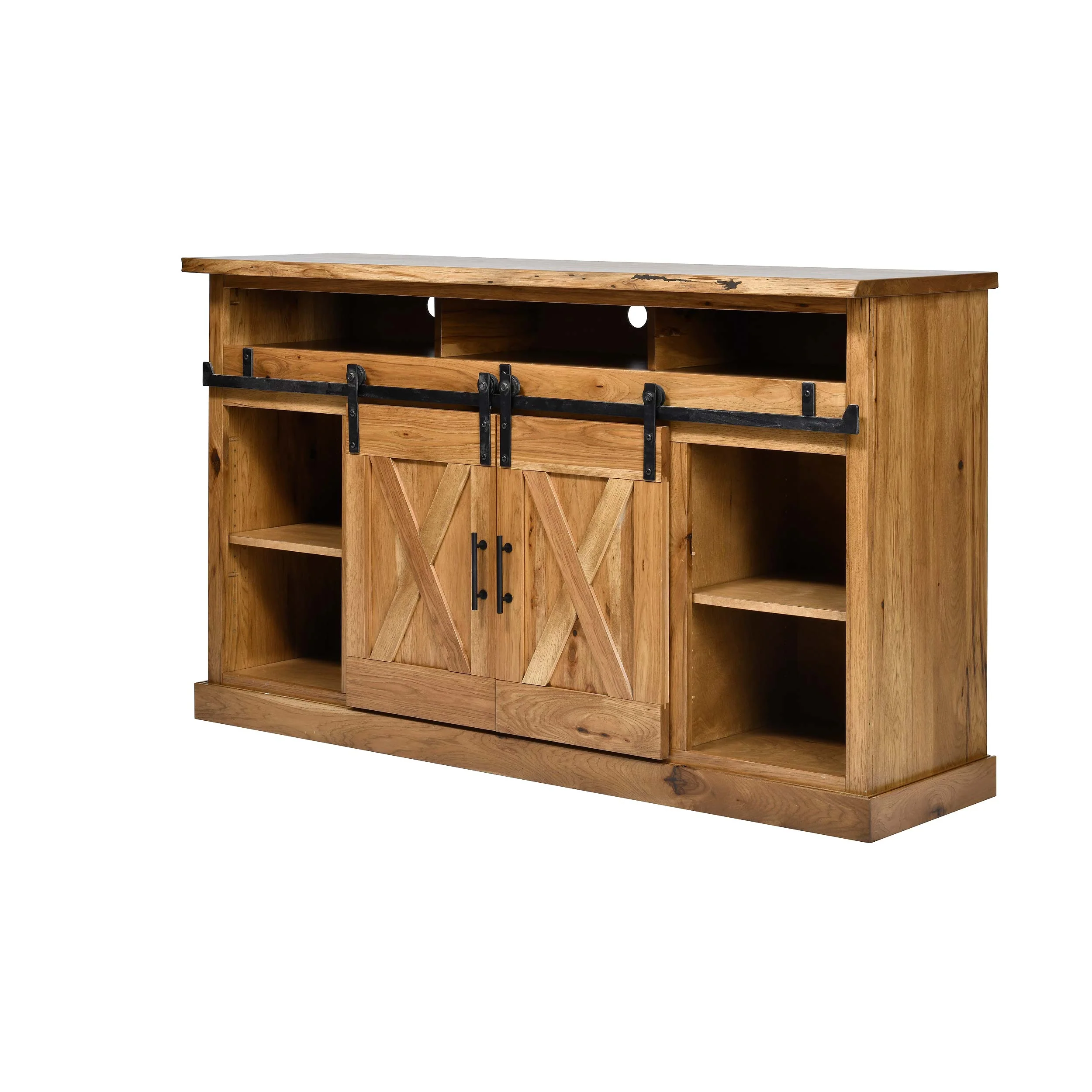 QW Amish Barn Door 66" TV Stand w/ Live Edge Top - Image 17