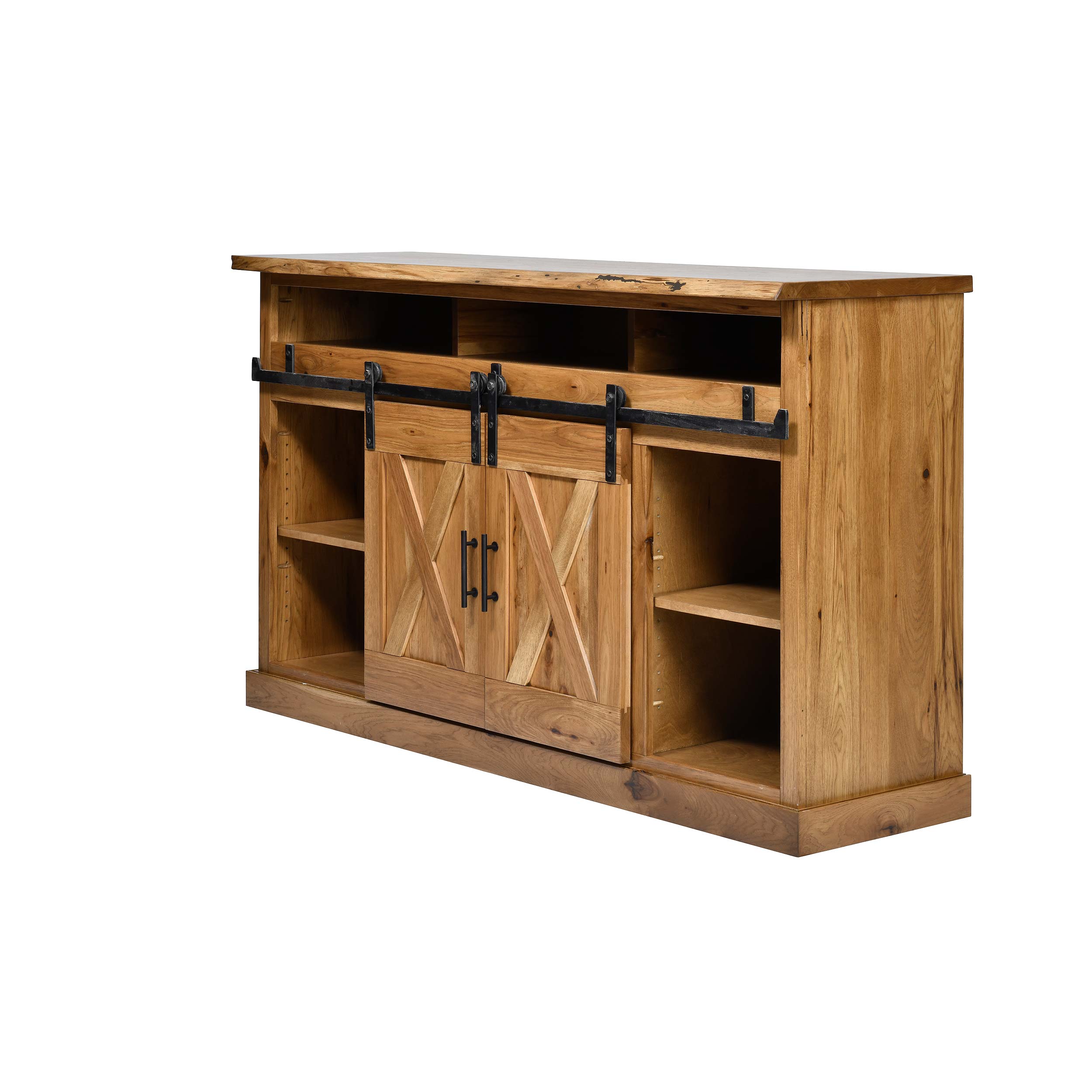 QW Amish Barn Door 66" TV Stand w/ Live Edge Top - Image 18