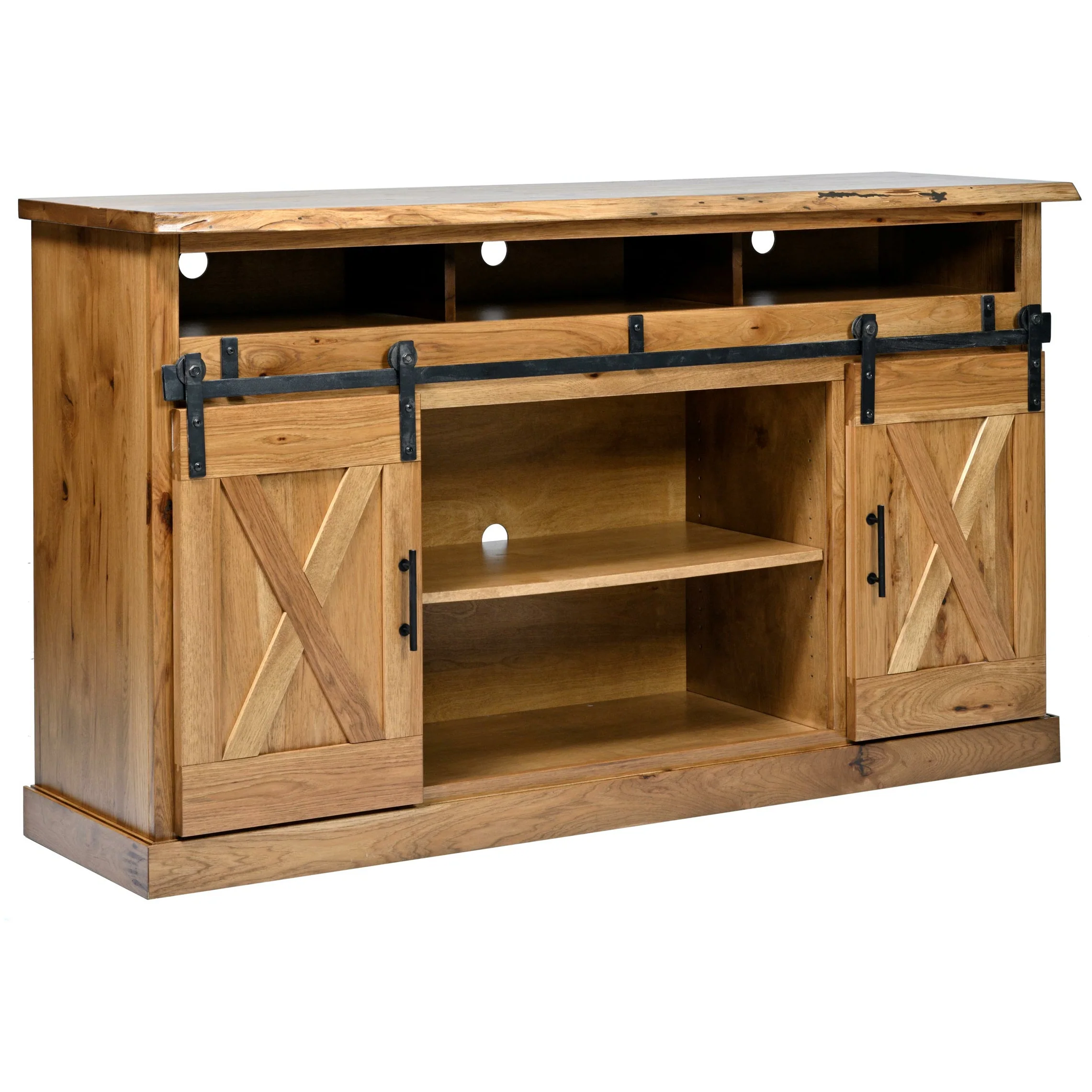 QW Amish Barn Door 66" TV Stand w/ Live Edge Top - Image 2