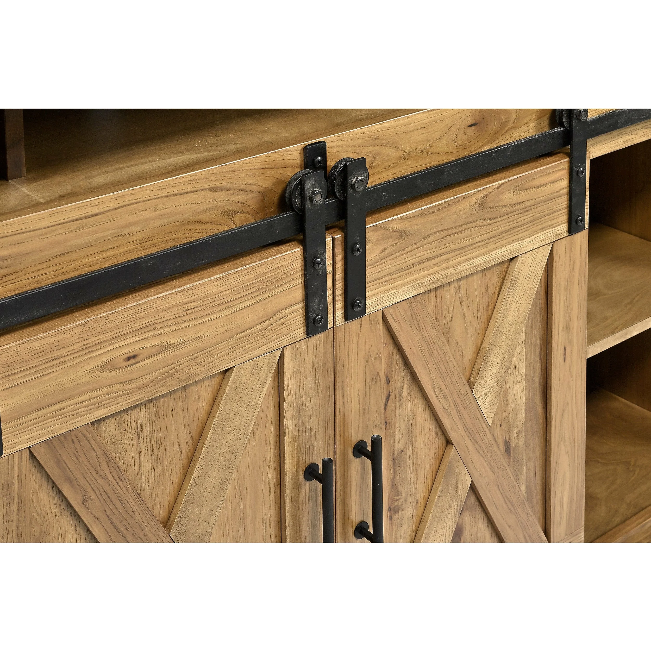 QW Amish Barn Door 66" TV Stand w/ Live Edge Top - Image 4