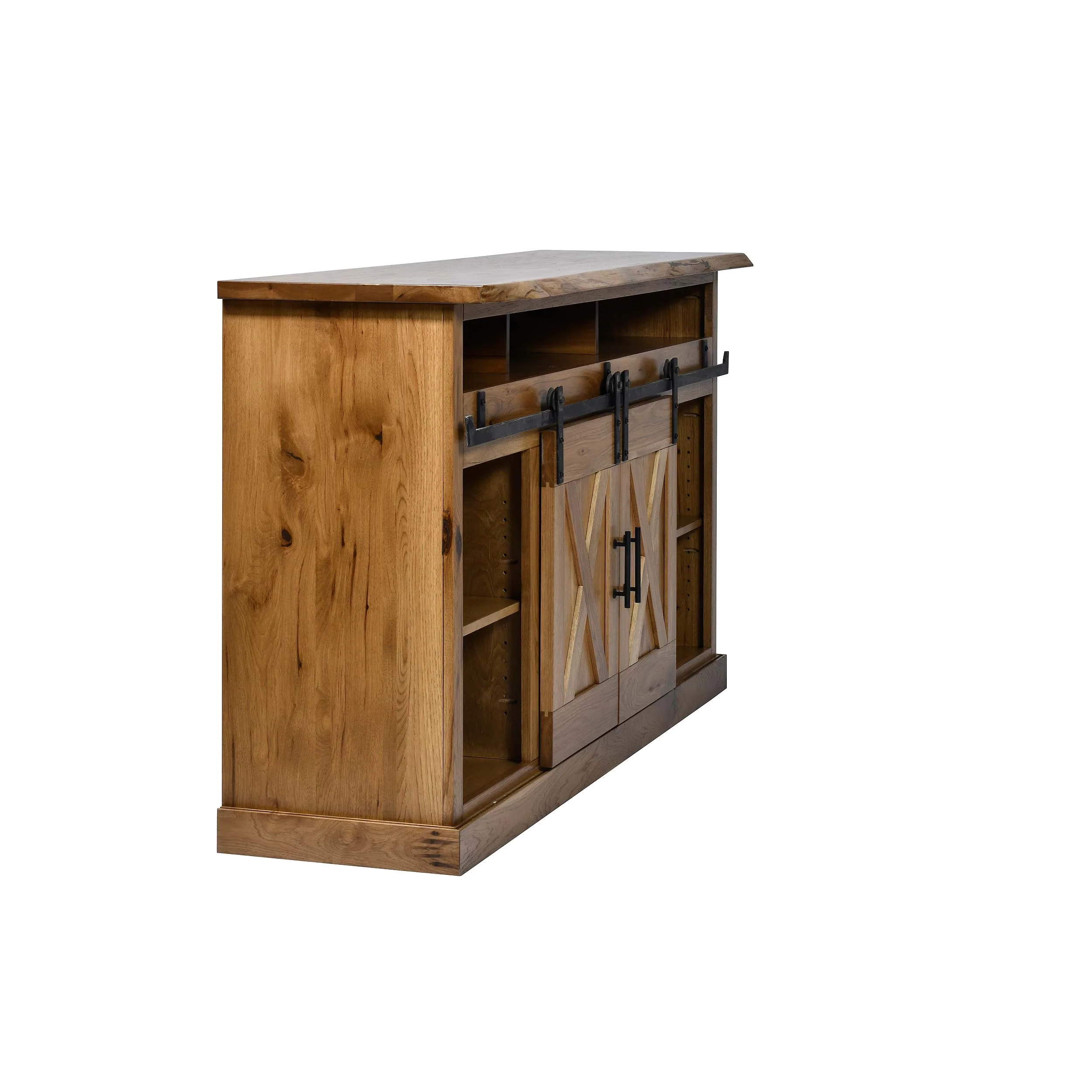 QW Amish Barn Door 66" TV Stand w/ Live Edge Top - Image 7