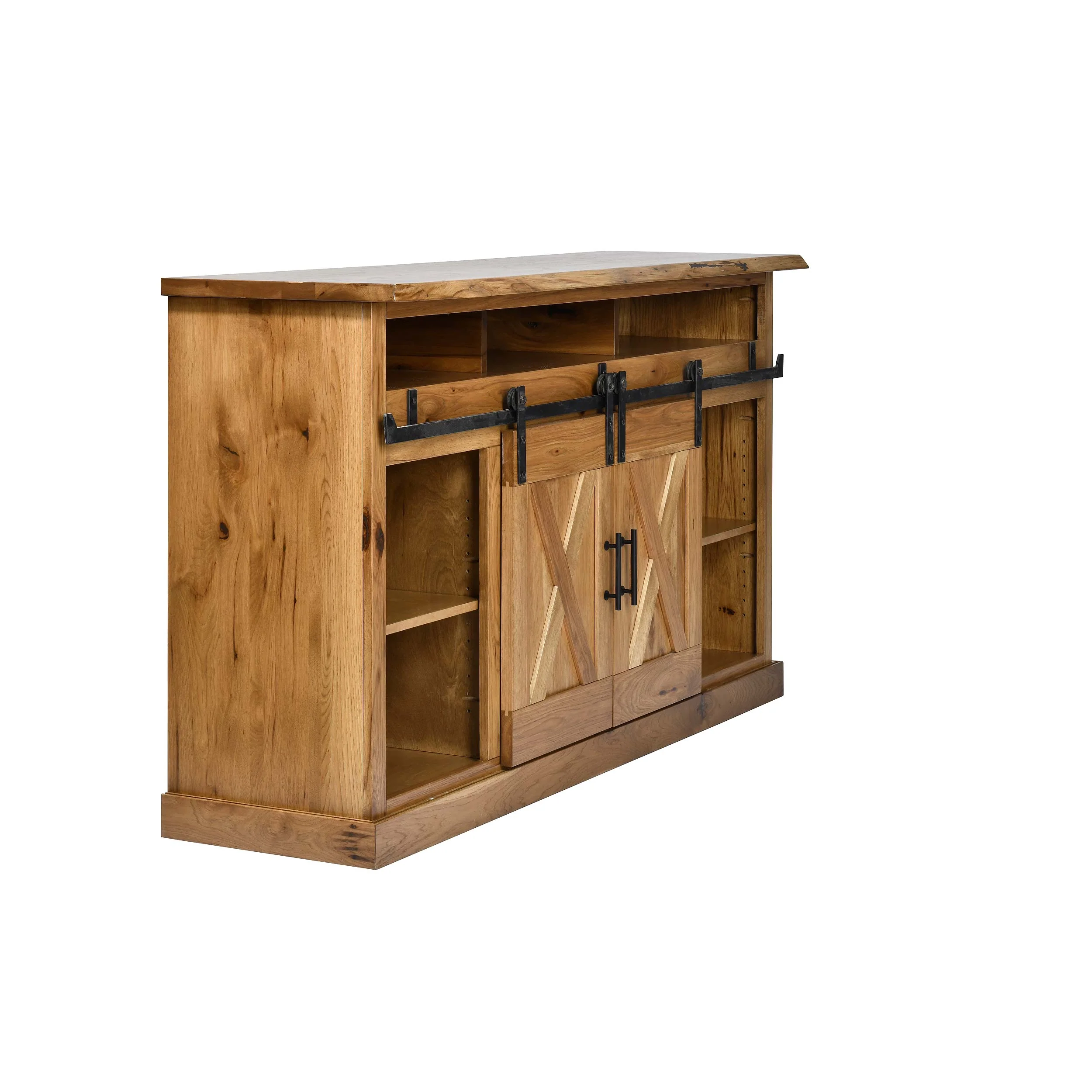 QW Amish Barn Door 66" TV Stand w/ Live Edge Top - Image 8
