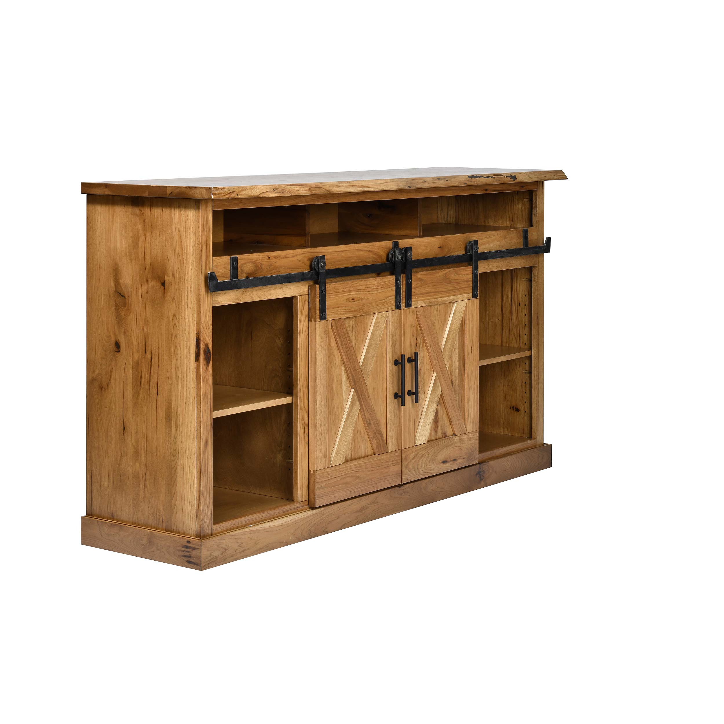 QW Amish Barn Door 66" TV Stand w/ Live Edge Top - Image 9