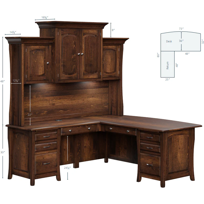 QW Amish Berkley L Desk w/ Optional Hutch - Image 3