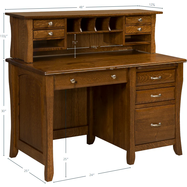 QW Amish Berkley Single Pedestal Desk w/ Optional Hutch - Image 2