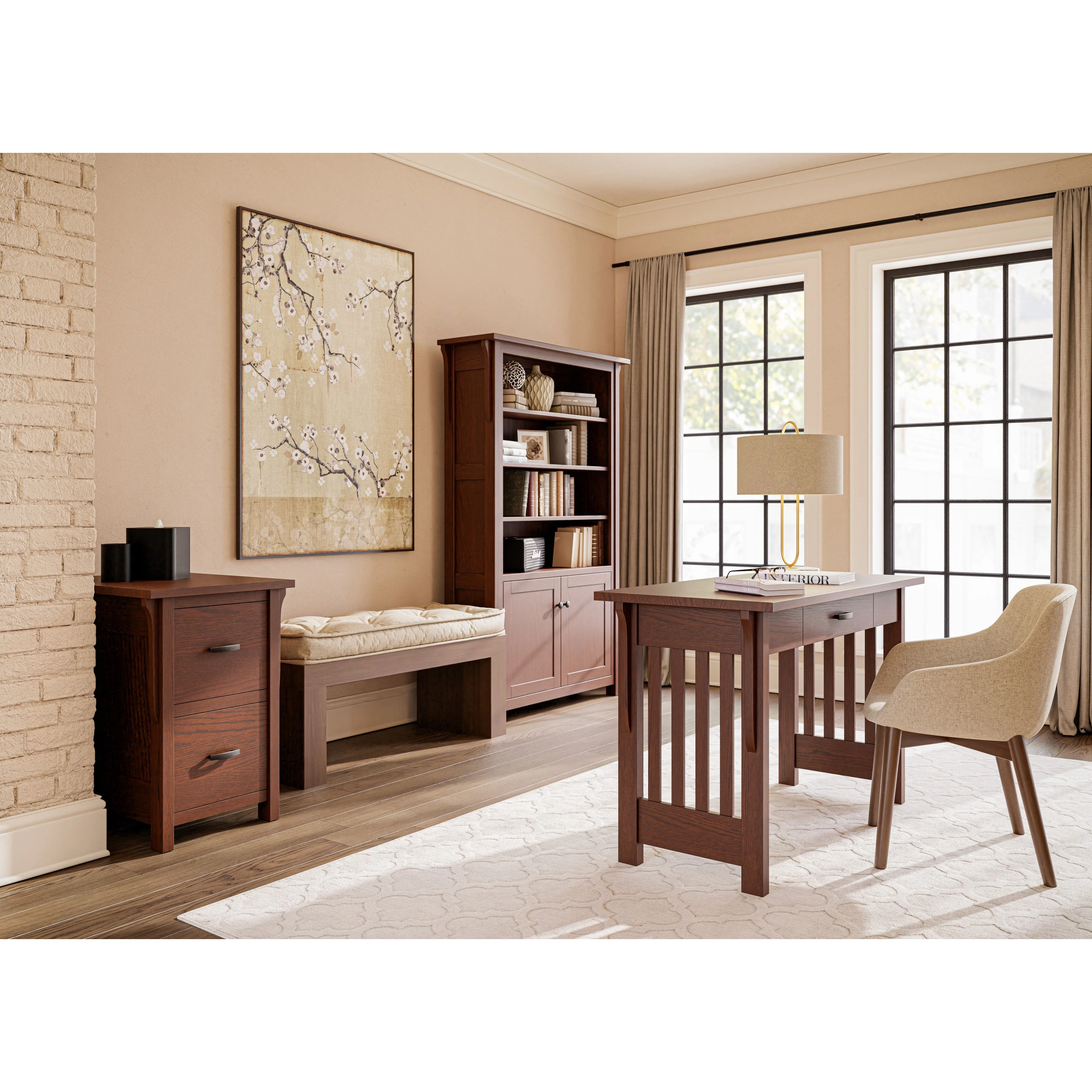 QW Amish Boston 2 Door Credenza & Optional Bookcase Hutch - Image 2