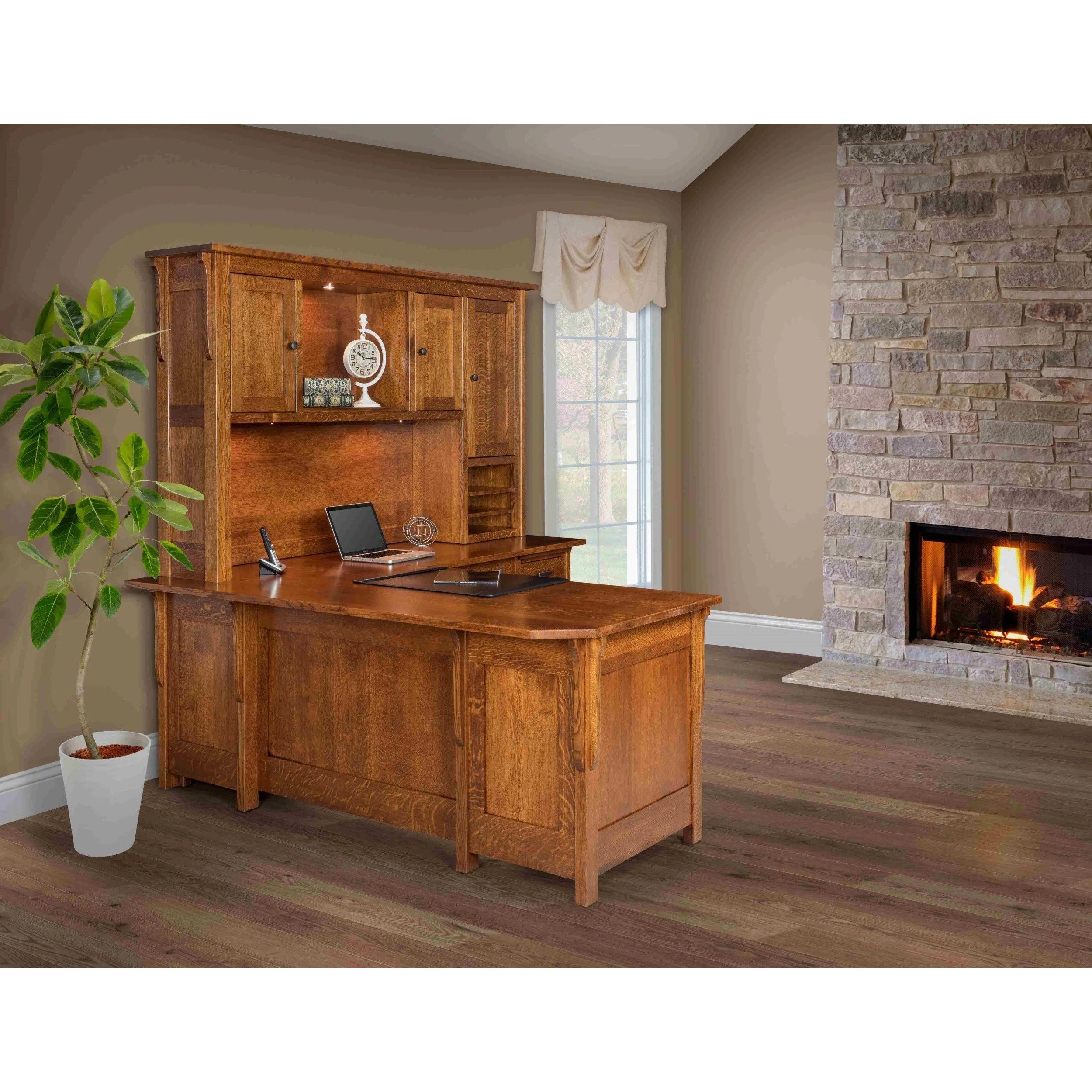 QW Amish Boston L-Shape Desk with Optional Hutch - Image 2