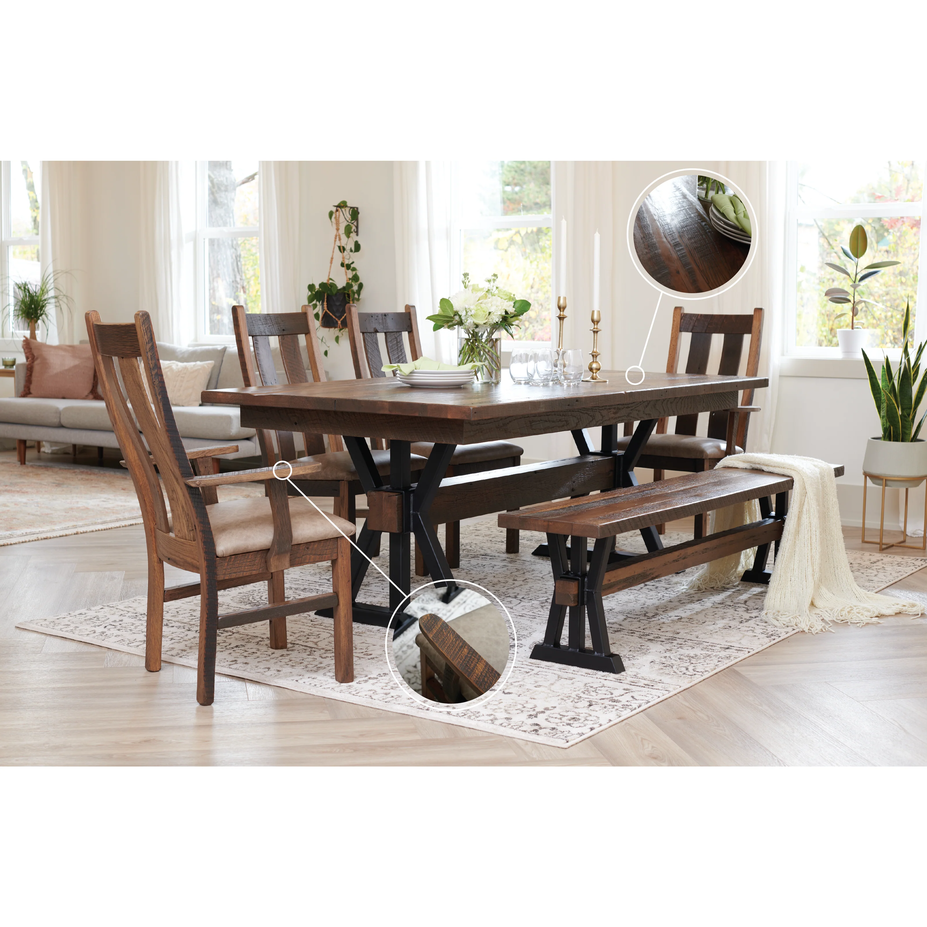 QW Amish Boston Reclaimed Barnwood Trestle Table - Image 3