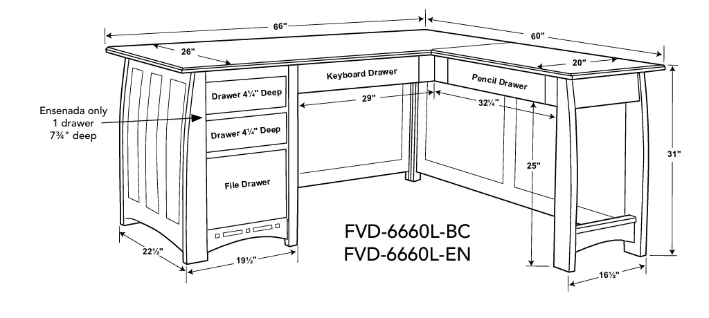 QW Amish Boulder Creek Small 'L' Desk - Image 4