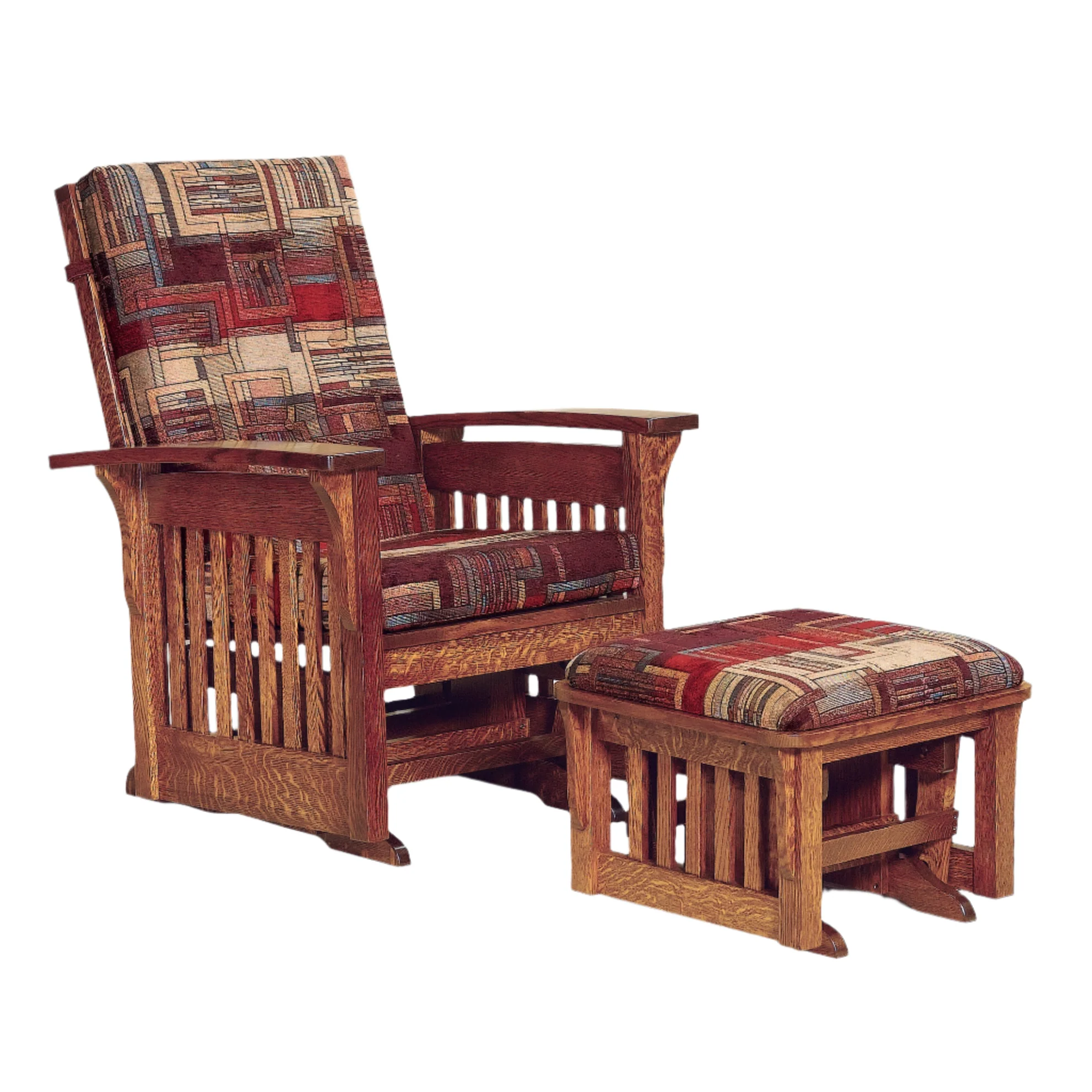 QW Amish Bow Arm Slat Glider w/ Ottoman - Image 2