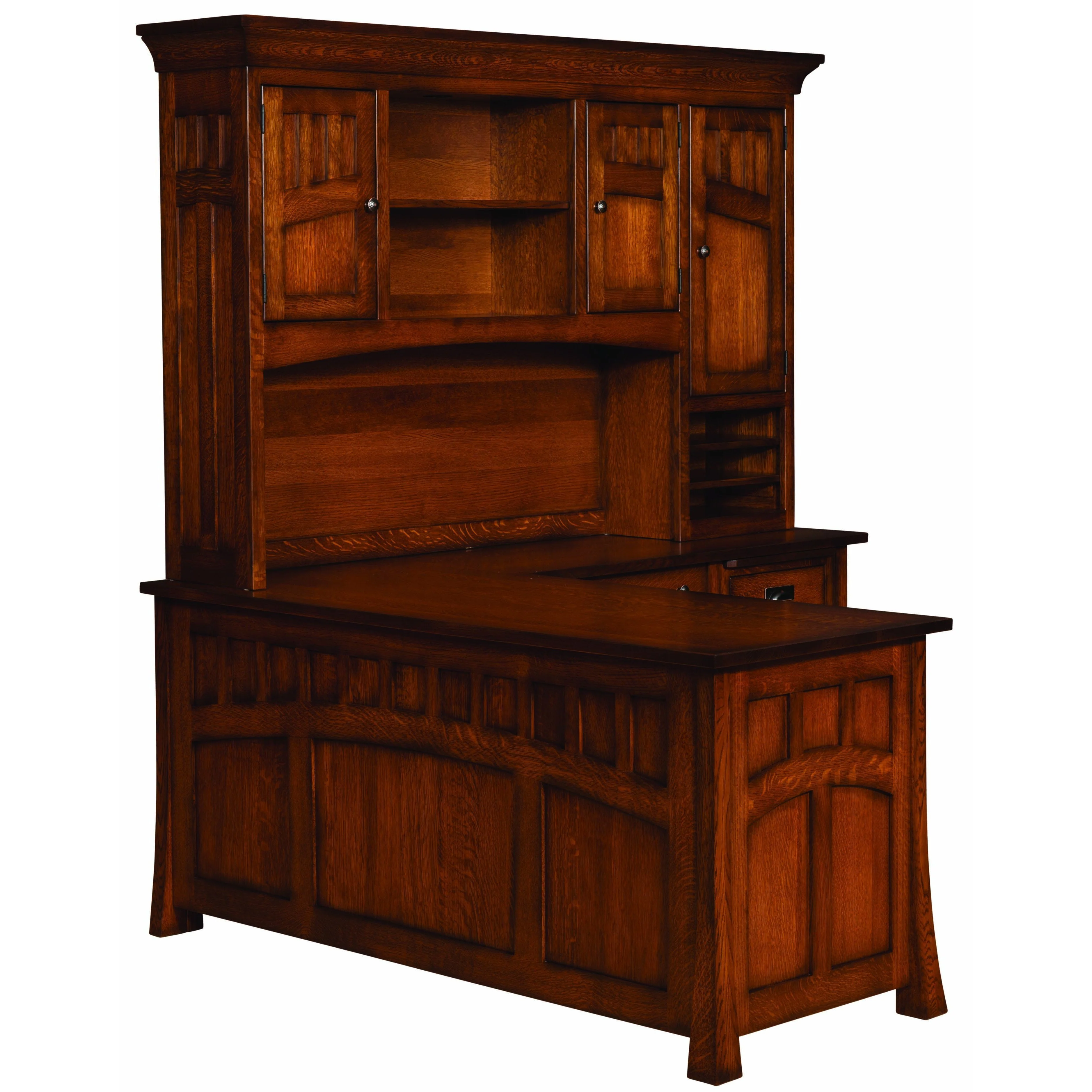 QW Amish Bridgefort L-Shape Desk with Optional Hutch - Image 2