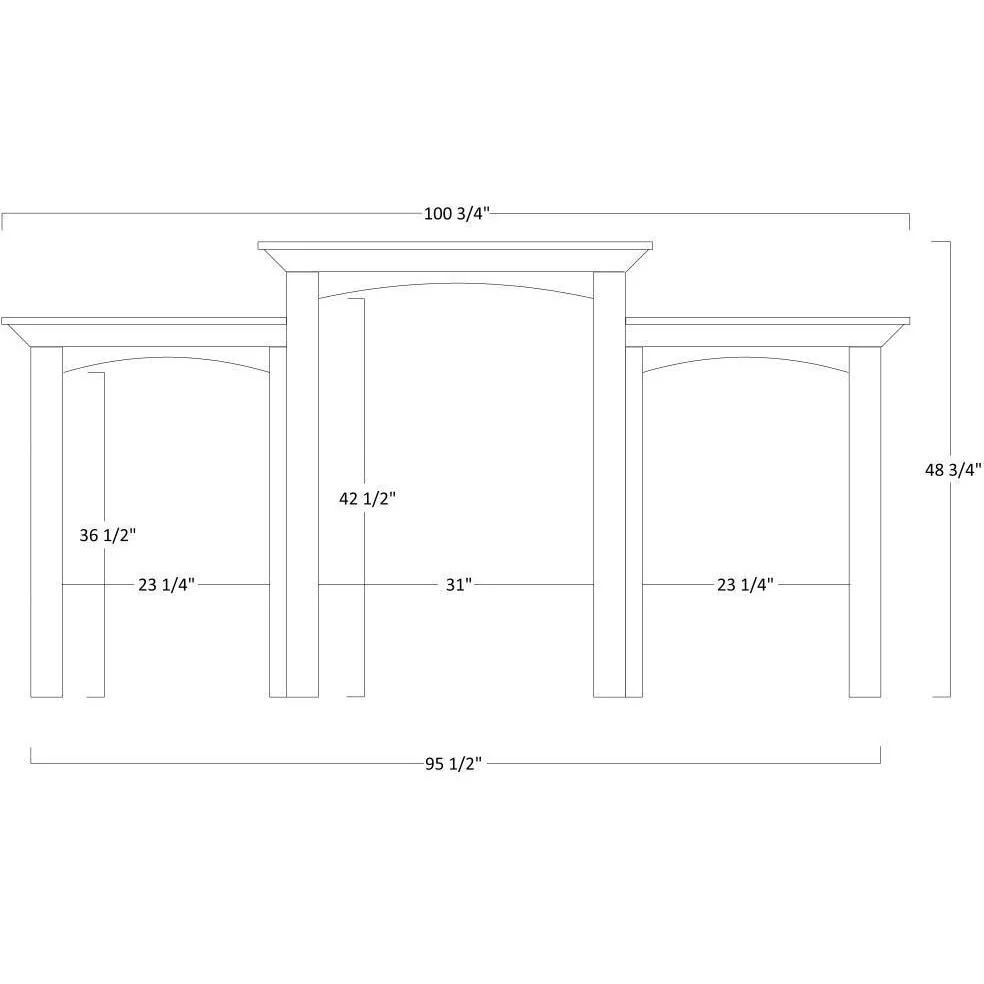 QW Amish Buckingham 98" Base & Three-Piece Hutch - Image 3