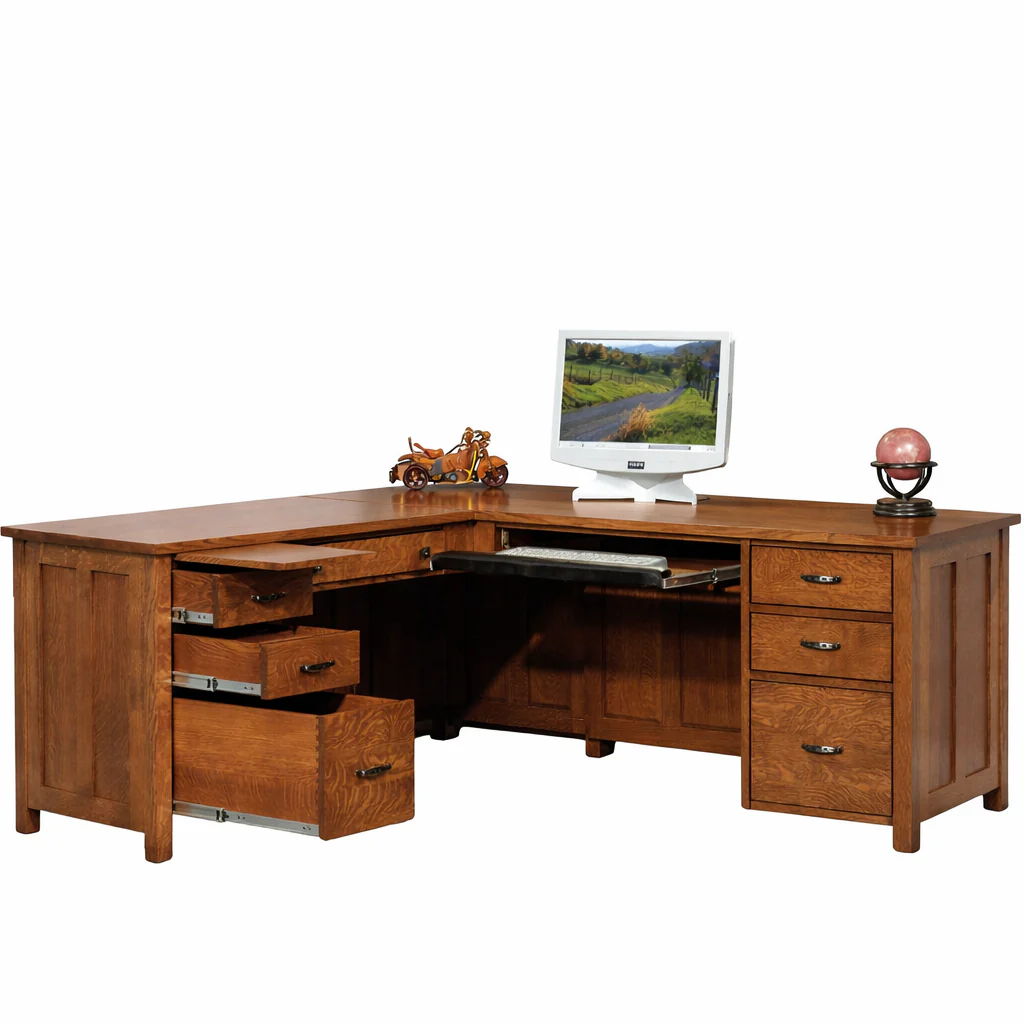 QW Amish Coventry L-Shape Desk w/ Optional Hutch - Image 2