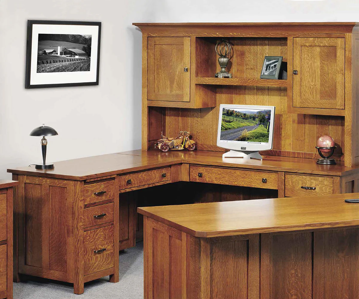 QW Amish Coventry L-Shape Desk w/ Optional Hutch - Image 4