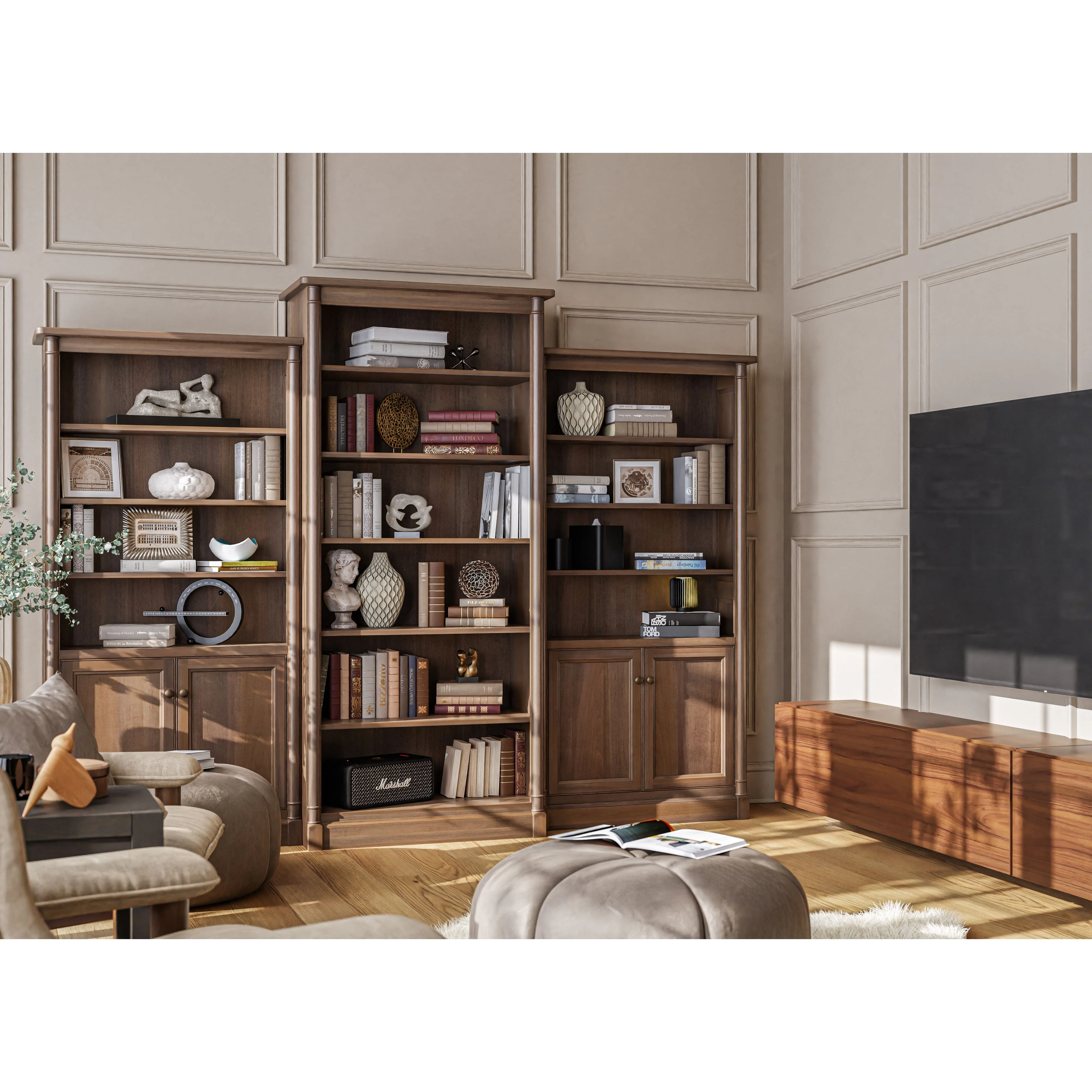 QW Amish Covington 3pc Bookcase Wall - Image 2