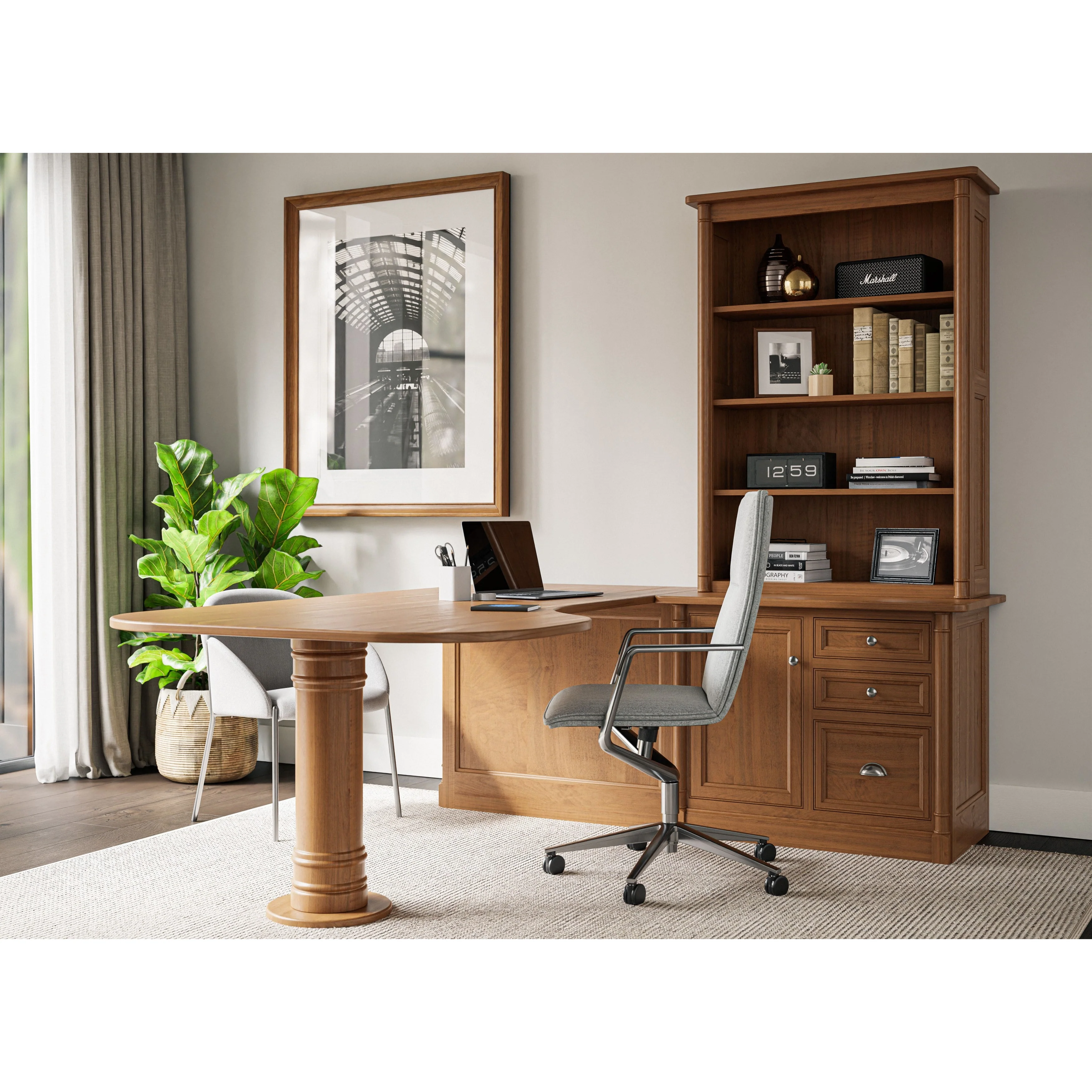QW Amish Covington Peninsula Desk w/ Credenza & Hutch - Image 2