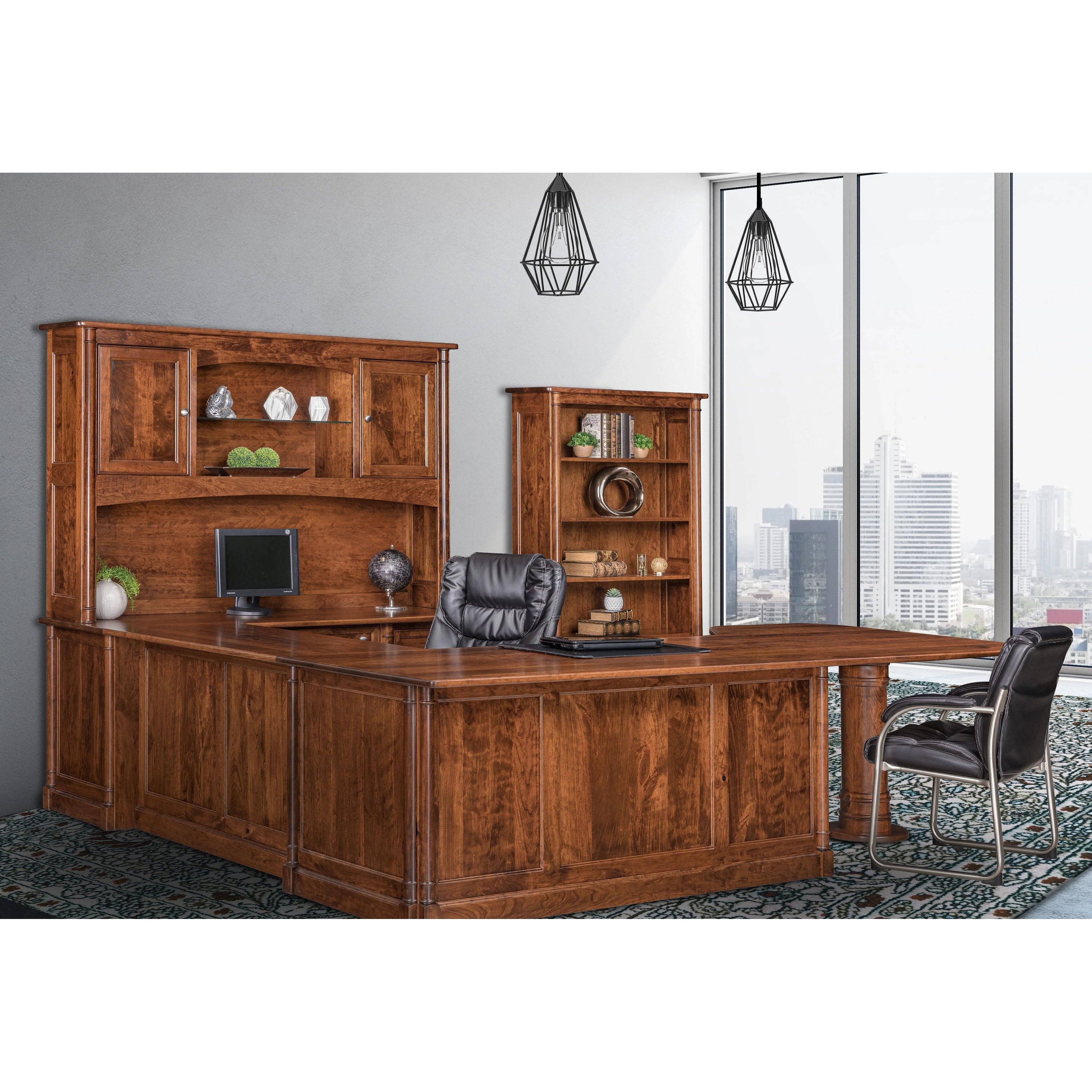 QW Amish Covington U-Shape Desk with Optional Hutch - Image 2