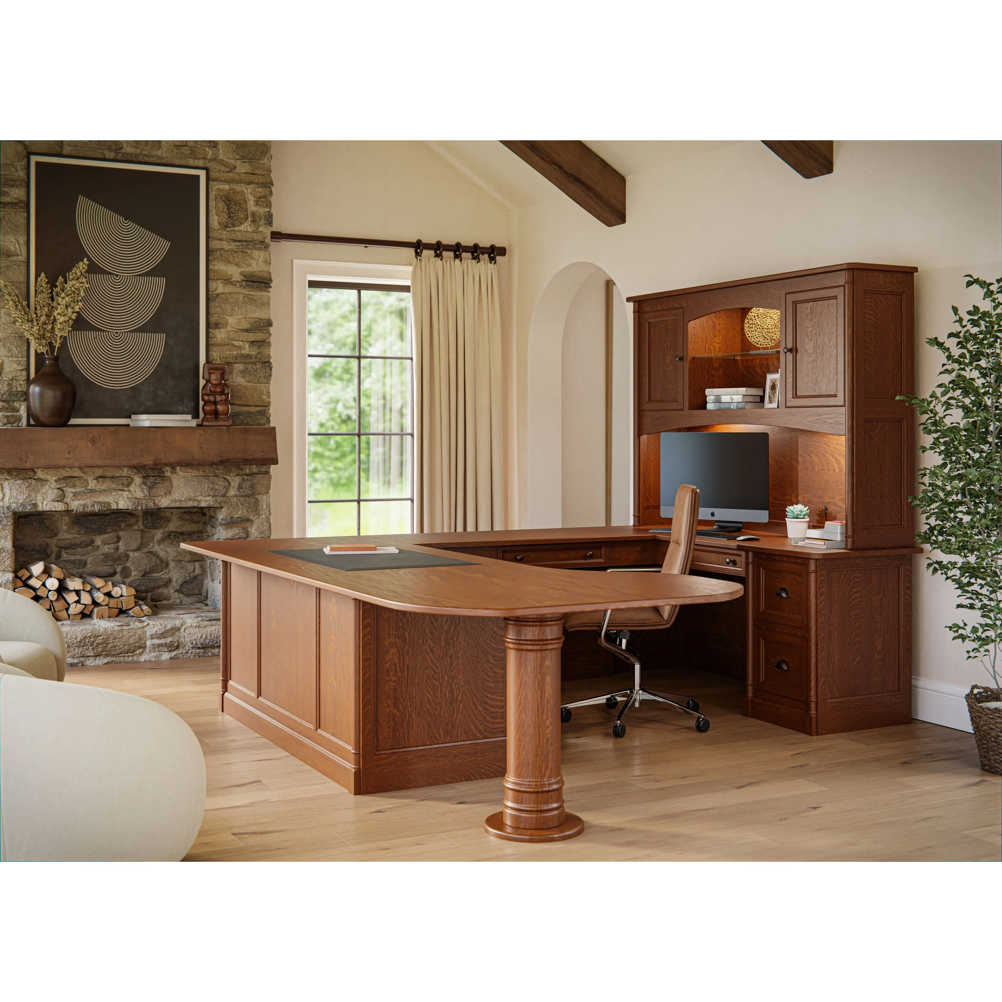 QW Amish Covington U-Shape Desk with Optional Hutch - Image 4