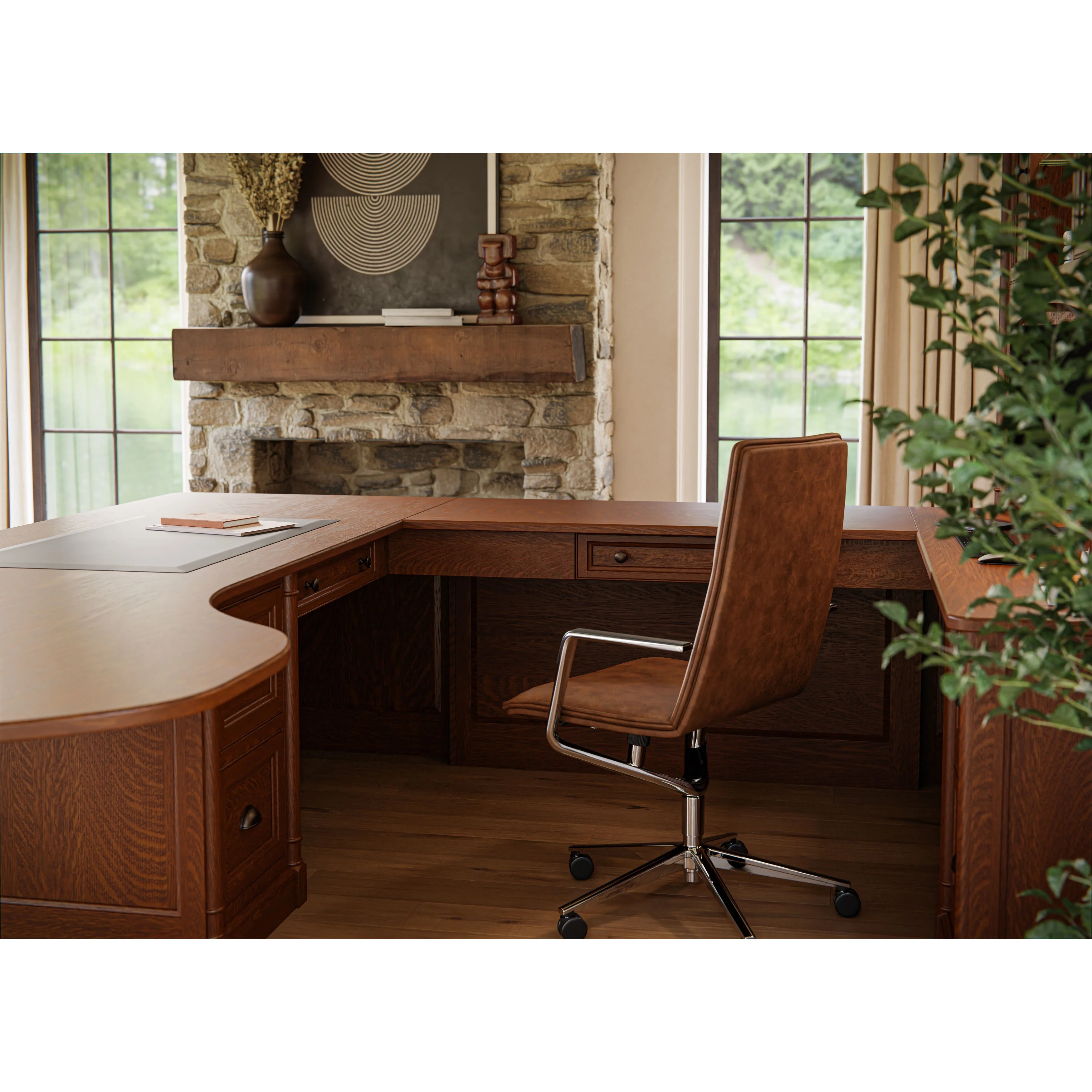 QW Amish Covington U-Shape Desk with Optional Hutch - Image 5