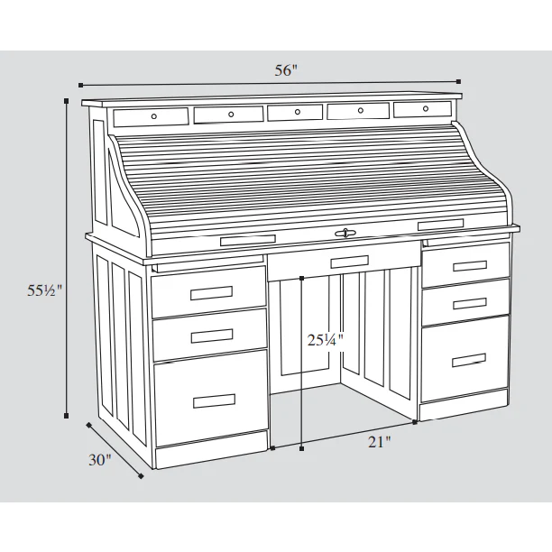 QW Amish Deluxe Traditional 56" Roll-Top Desk - Image 2