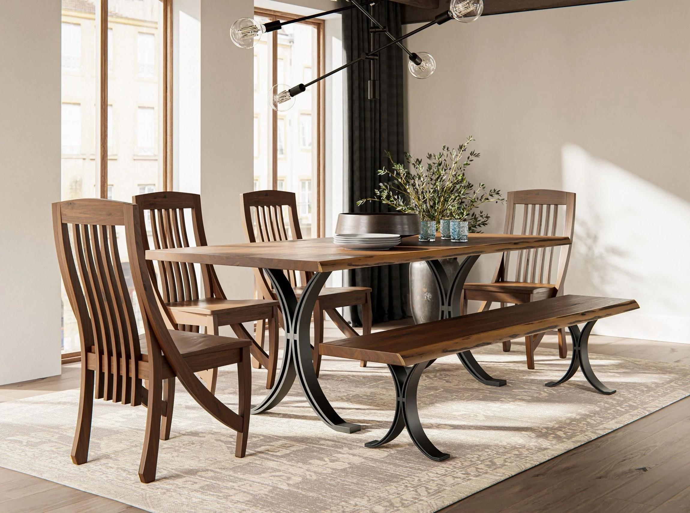 QW Amish Eclipse Live Edge 6pc Set
