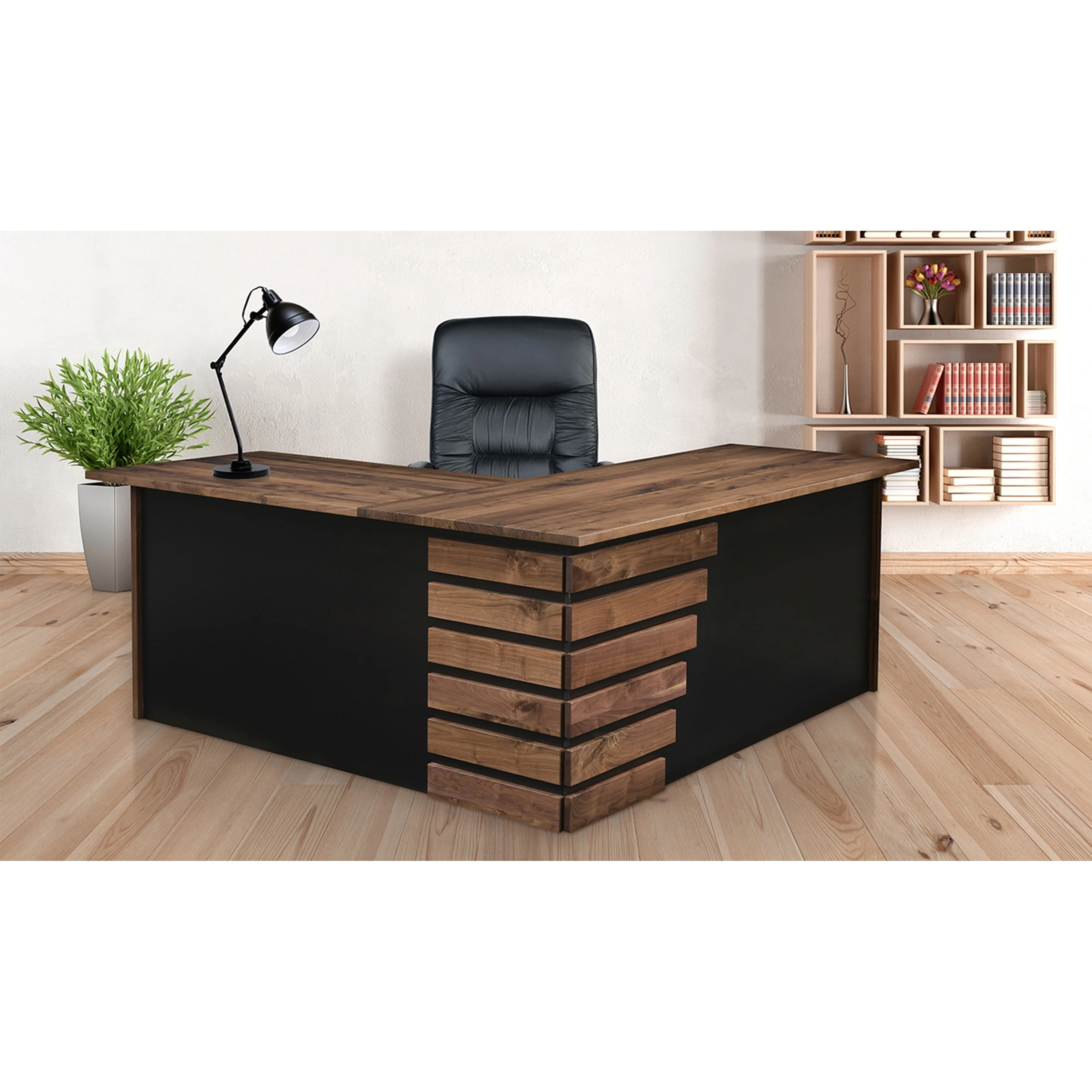 QW Amish Edgewood L-Shape Desk - Image 3