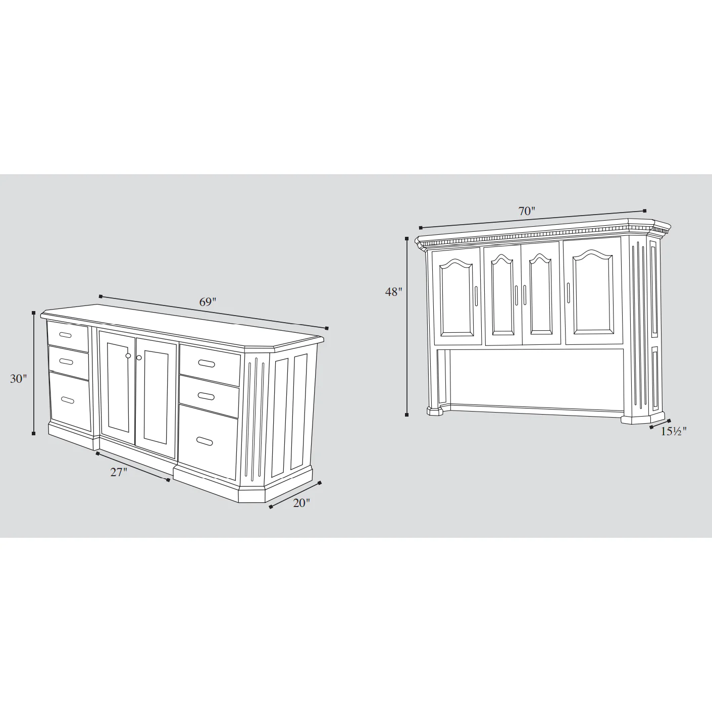 QW Amish Fifth Avenue Credenza with Optional Hutch - Image 4