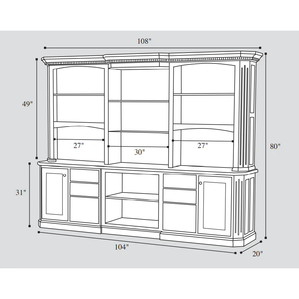 QW Amish Fifth Avenue Large Credenza with Hutch - Image 3