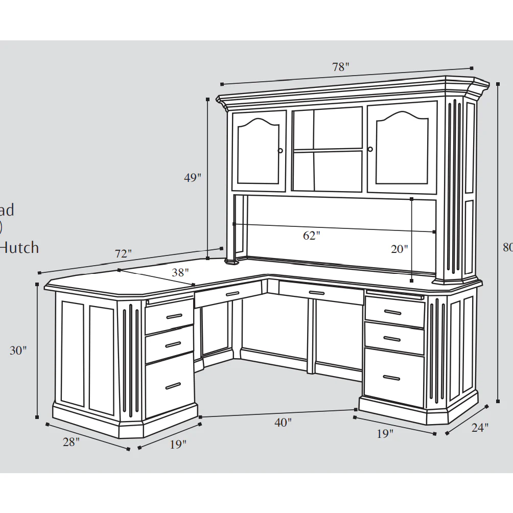 QW Amish Fifth Avenue L-Shape Desk with Optional Hutch - Image 7