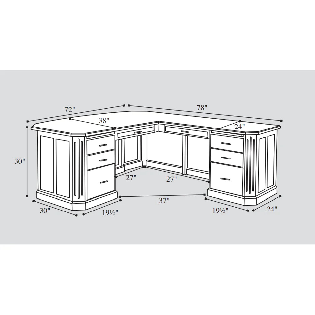 QW Amish Fifth Avenue L-Shape Desk with Optional Hutch - Image 8