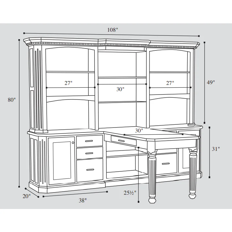 QW Amish Fifth Avenue Partner Desk and Hutch - Image 3