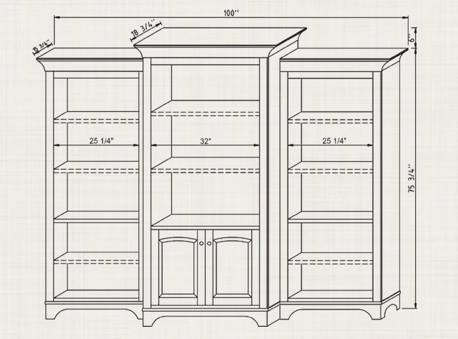 QW Amish Finley 3pc Bookcase Wall - Image 2