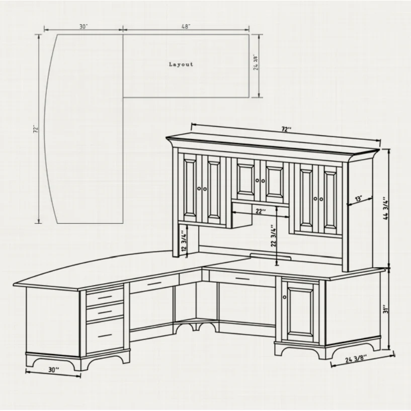 QW Amish Finley L-Corner Desk with Optional Hutch - Image 2