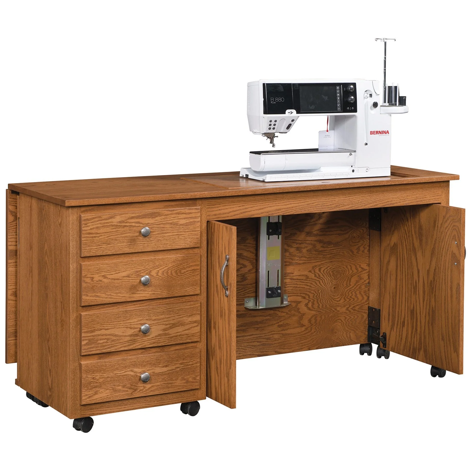 QW Amish Flat Top Pocket Doors Sewing Cabinet