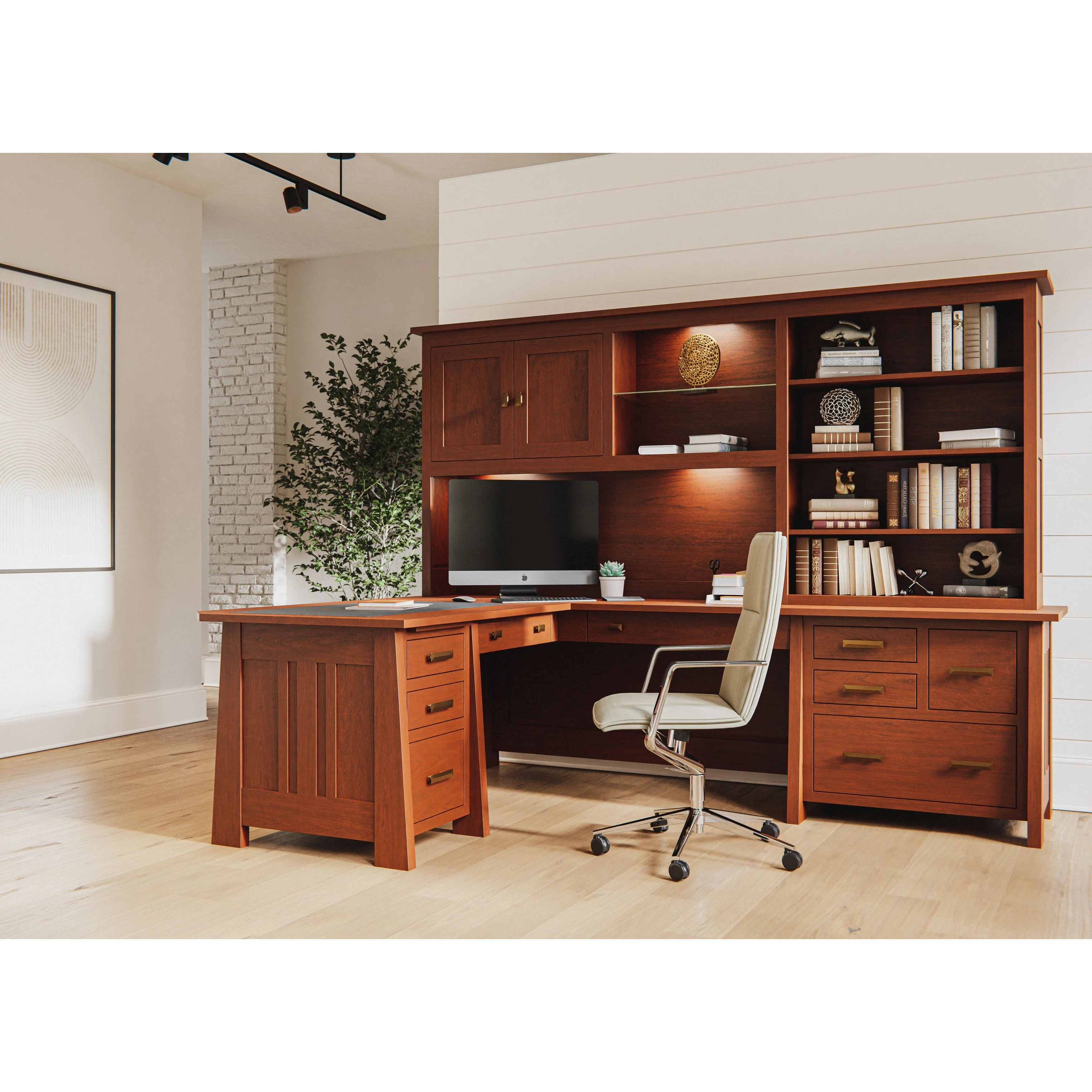 QW Amish Freemont Mission 72"x108" L-Shape Desk with Optional Hutch - Image 2
