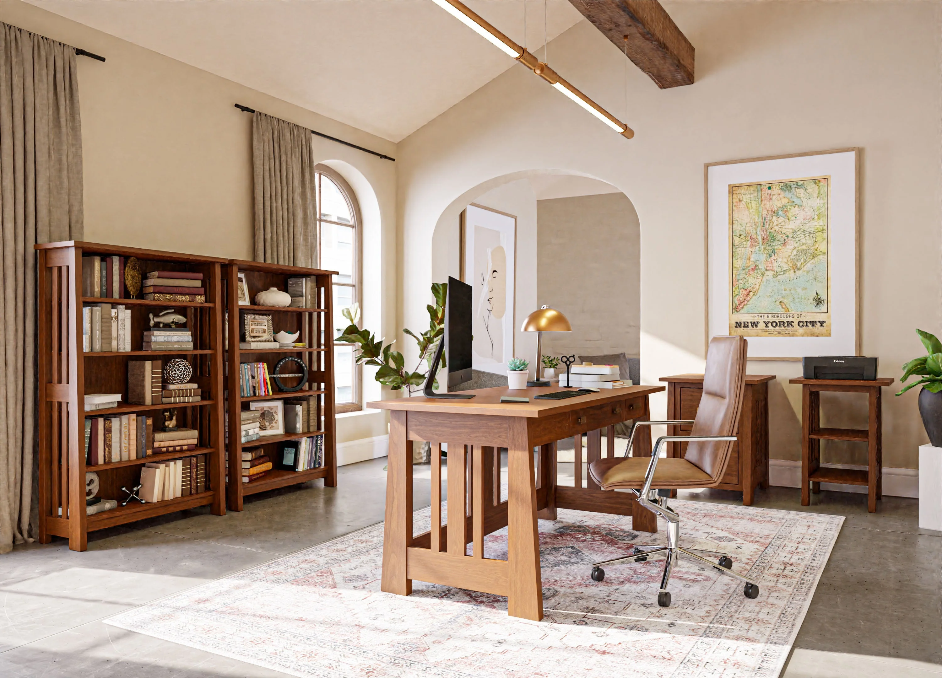 QW Amish Freemont Mission Open Bookcases - Image 2
